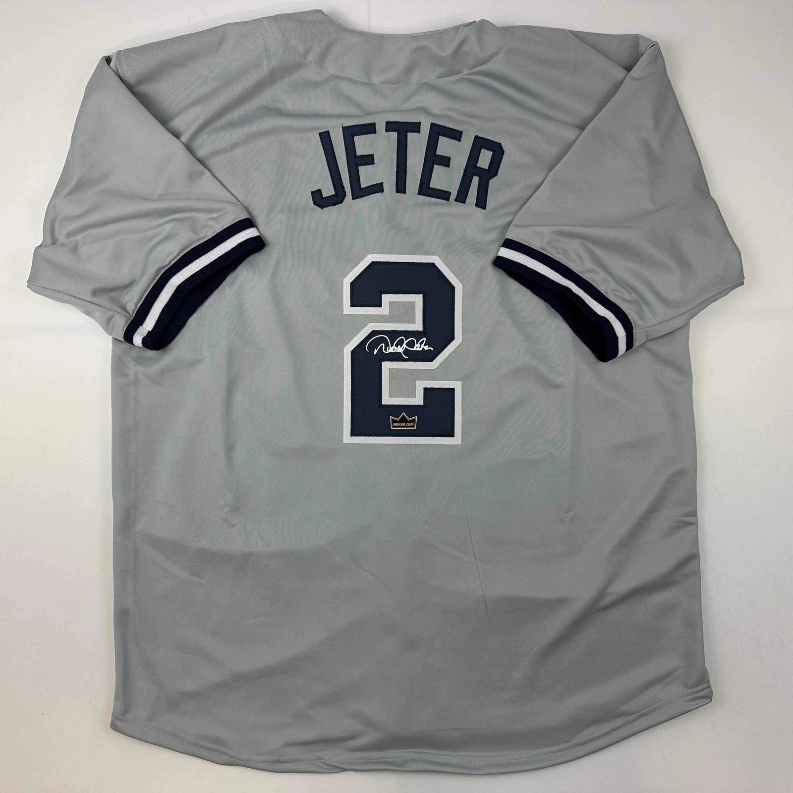 Facsimile Autographed Derek Jeter New York Grey Reprint Jersey Size Men's XL