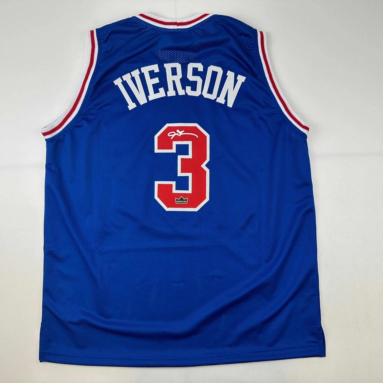 Facsimile Autographed Allen Iverson Philadelphia Blue Reprint Jersey Men's XL