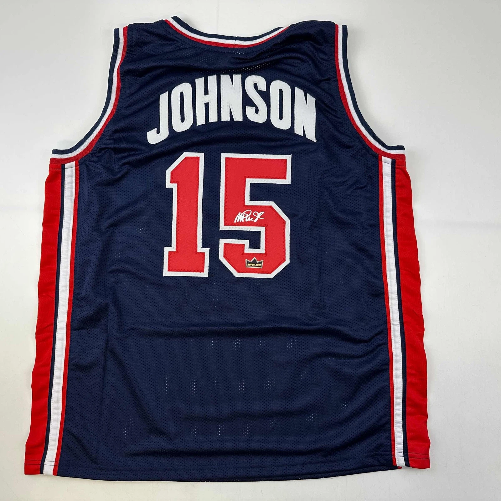Facsimile Autographed Earvin Magic Johnson United States Reprint Jersey Men's XL