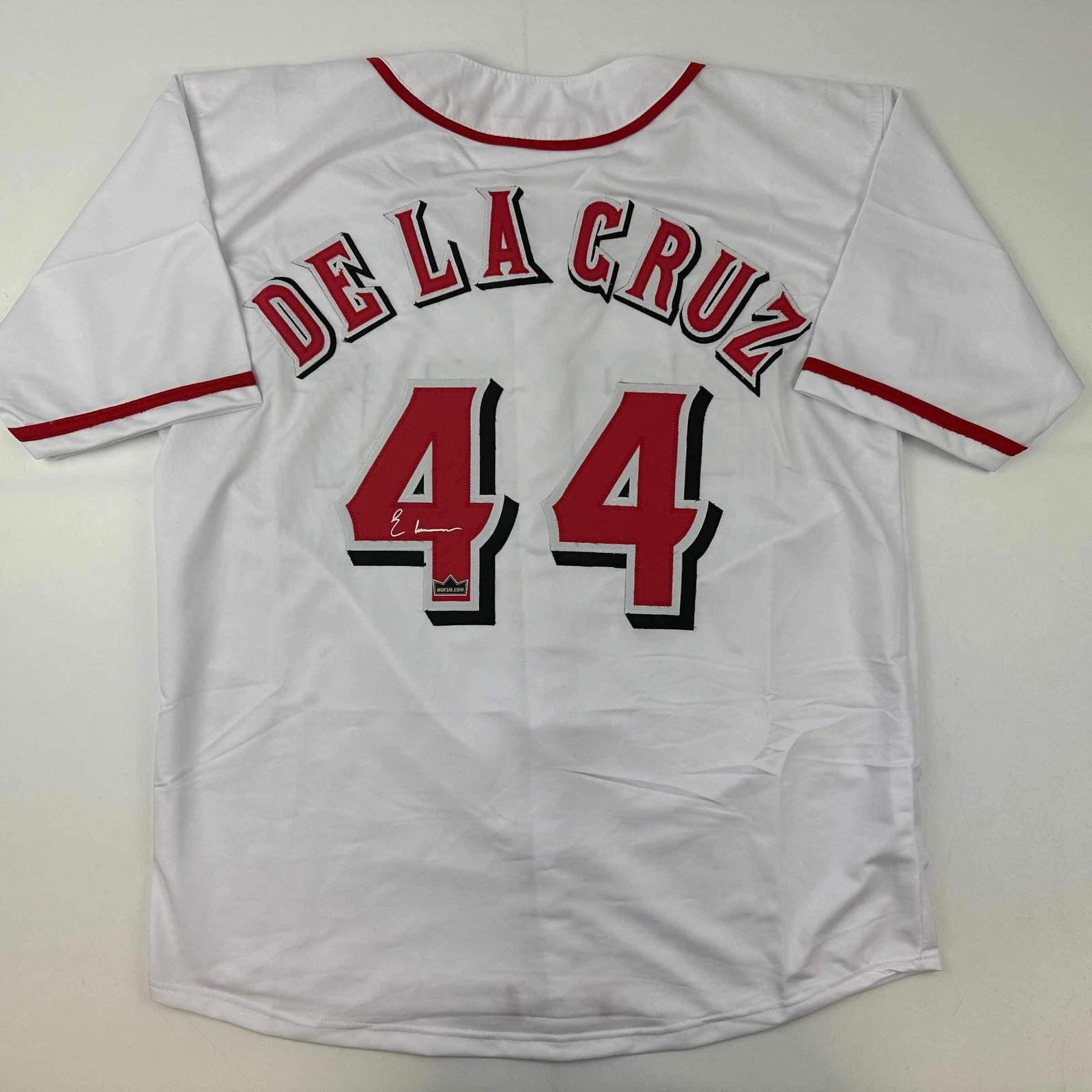 Facsimile Autographed Elly De La Cruz Cincinnati White Reprint Jersey Men's XL