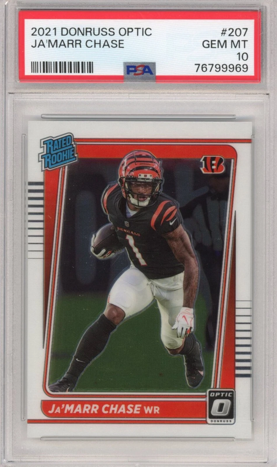 Graded 2021 Panini Donruss Optic Ja'Marr Chase #207 Rookie Card PSA 10 Gem Mint