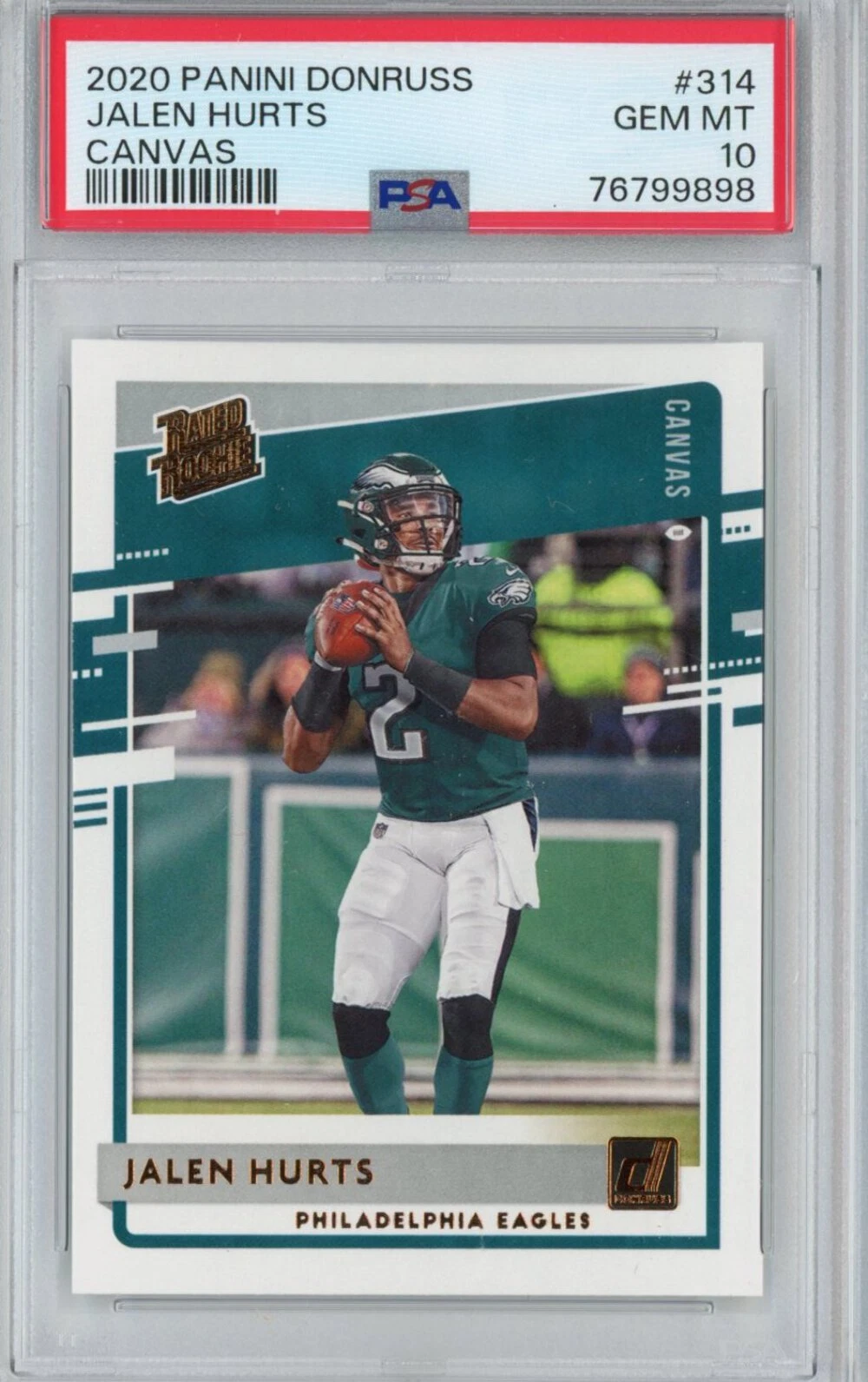 Graded 2020 Panini Donruss Jalen Hurts #314 Canvas Rookie Card PSA 10 Gem Mint