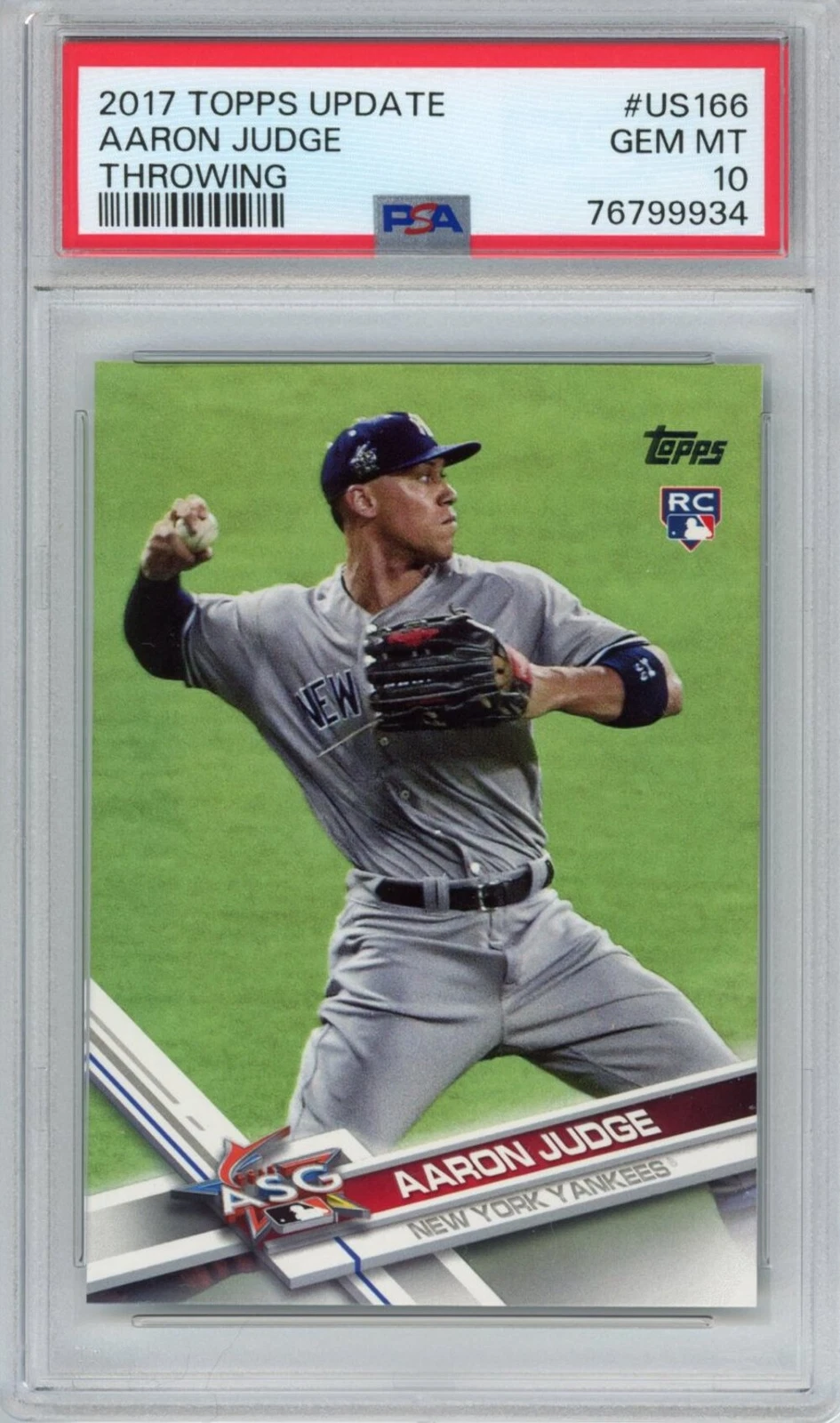 Graded 2017 Topps Update Aaron Judge #US166 Throwing Rookie RC Card PSA 10 Mint