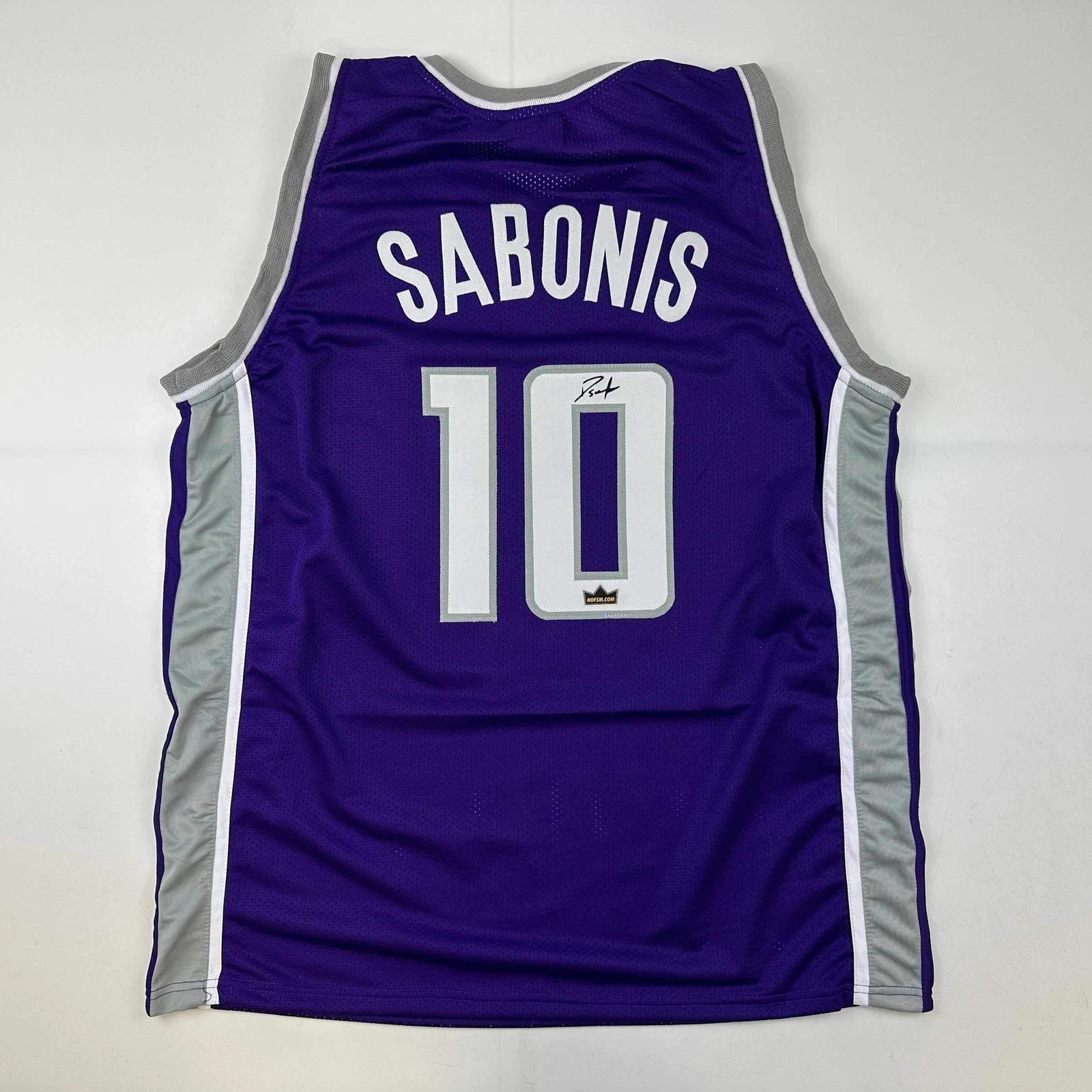 Facsimile Autographed Domantas Sabonis Sacramento Purple Reprint Jersey Men's XL