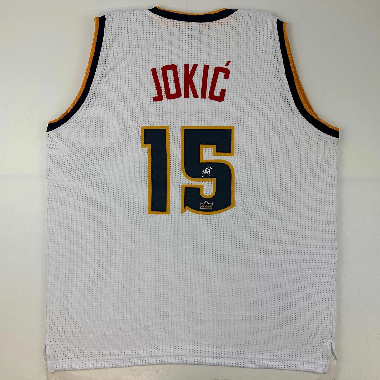 Facsimile Autographed Nikola Jokic Denver White Reprint Jersey Size Men's XL