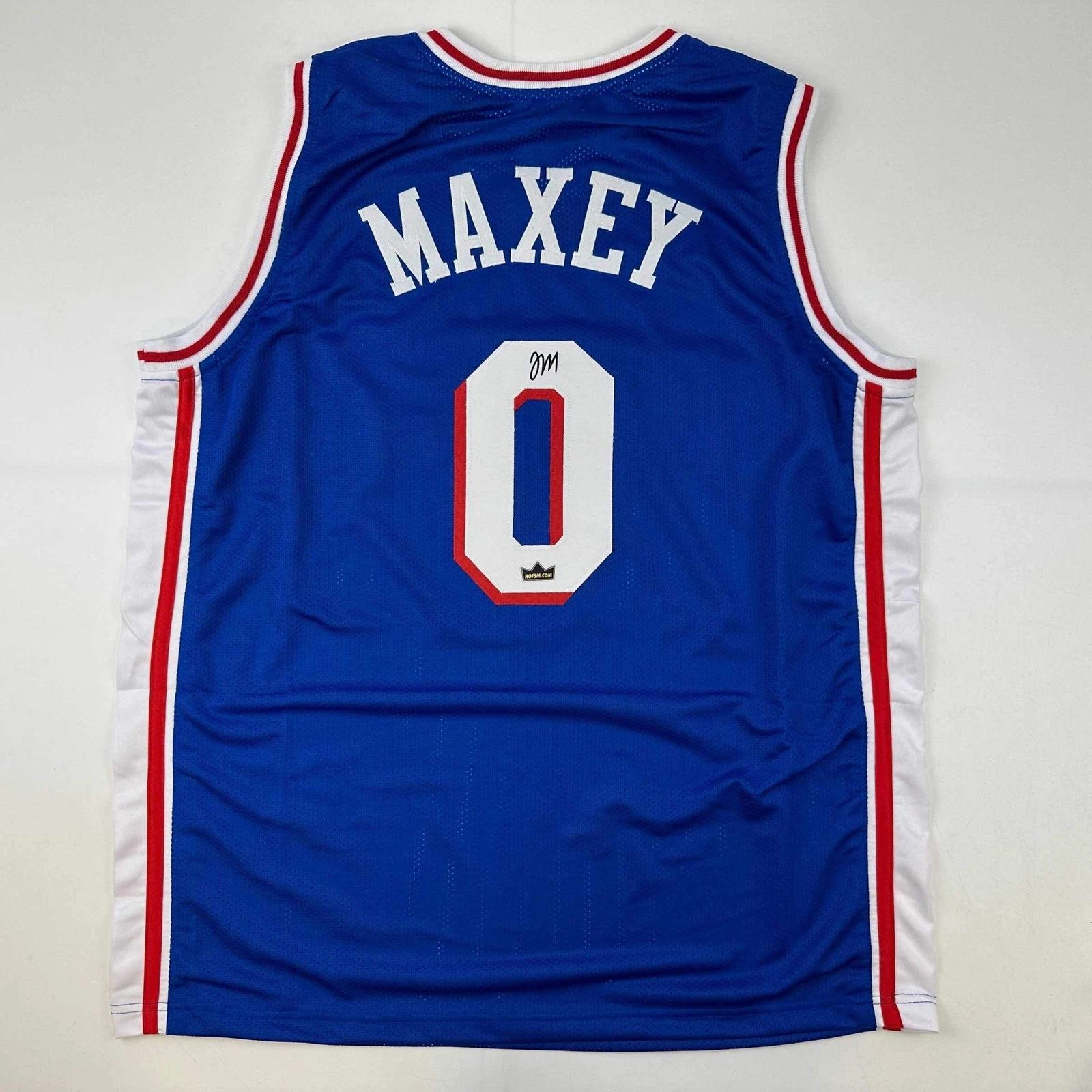 Facsimile Autographed Tyrese Maxey Philadelphia Blue Reprint Jersey Size Mens XL
