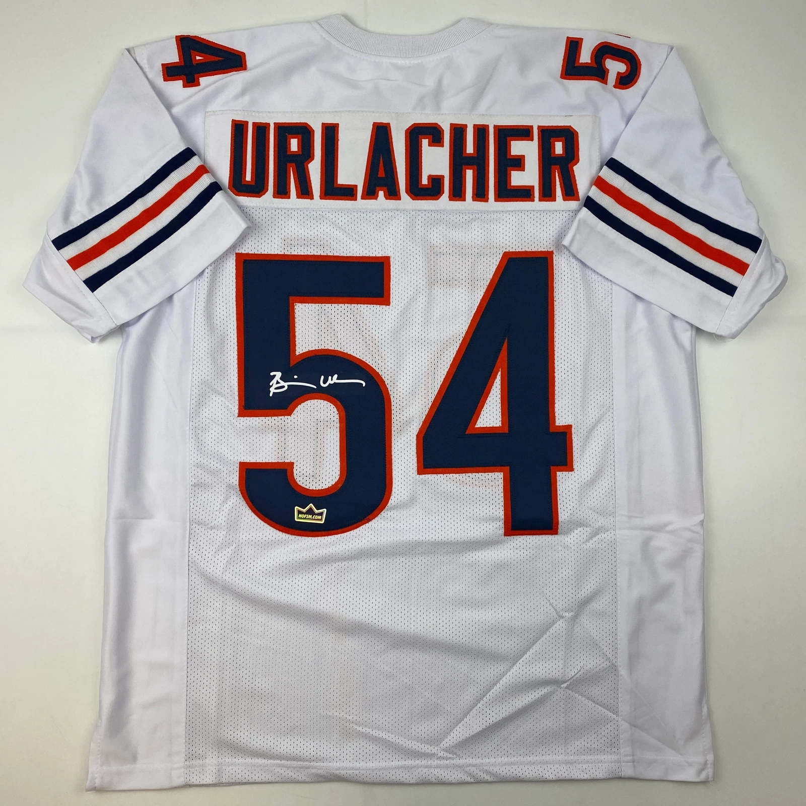 Facsimile Autographed Brian Urlacher Chicago White Reprint Jersey Size Men's XL