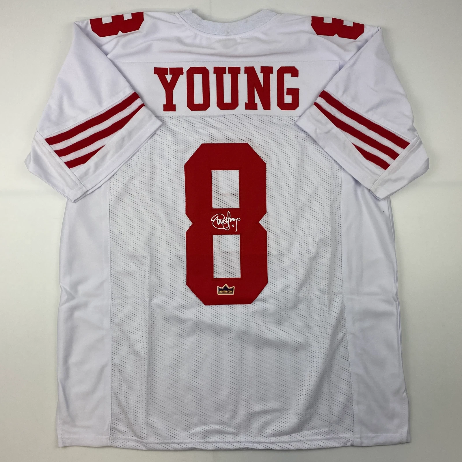 Facsimile Autographed Steve Young San Francisco White Reprint Jersey Men's XL