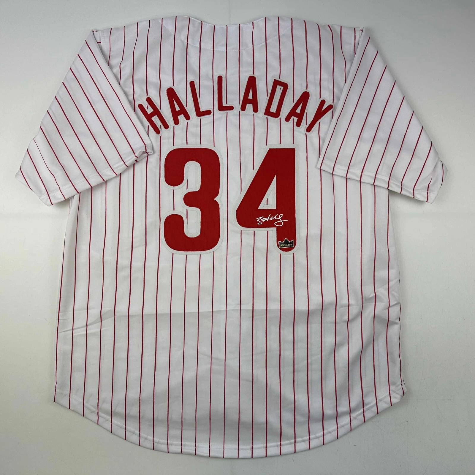 Facsimile Autographed Roy Halladay Philadelphia Pinstripe Reprint Jersey Size XL