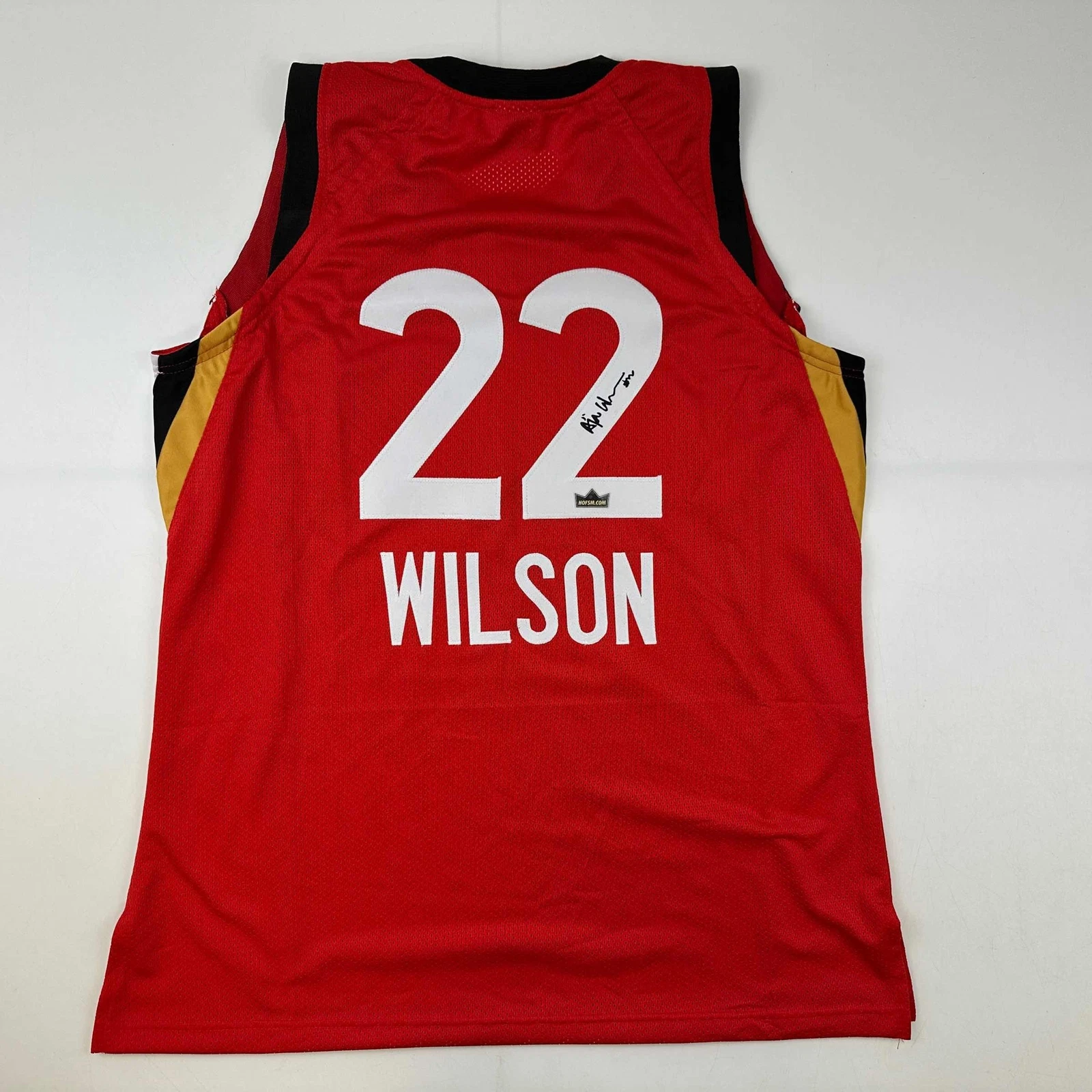 Facsimile Autographed A'ja Wilson Las Vegas Red Reprint Jersey Size Men's XL
