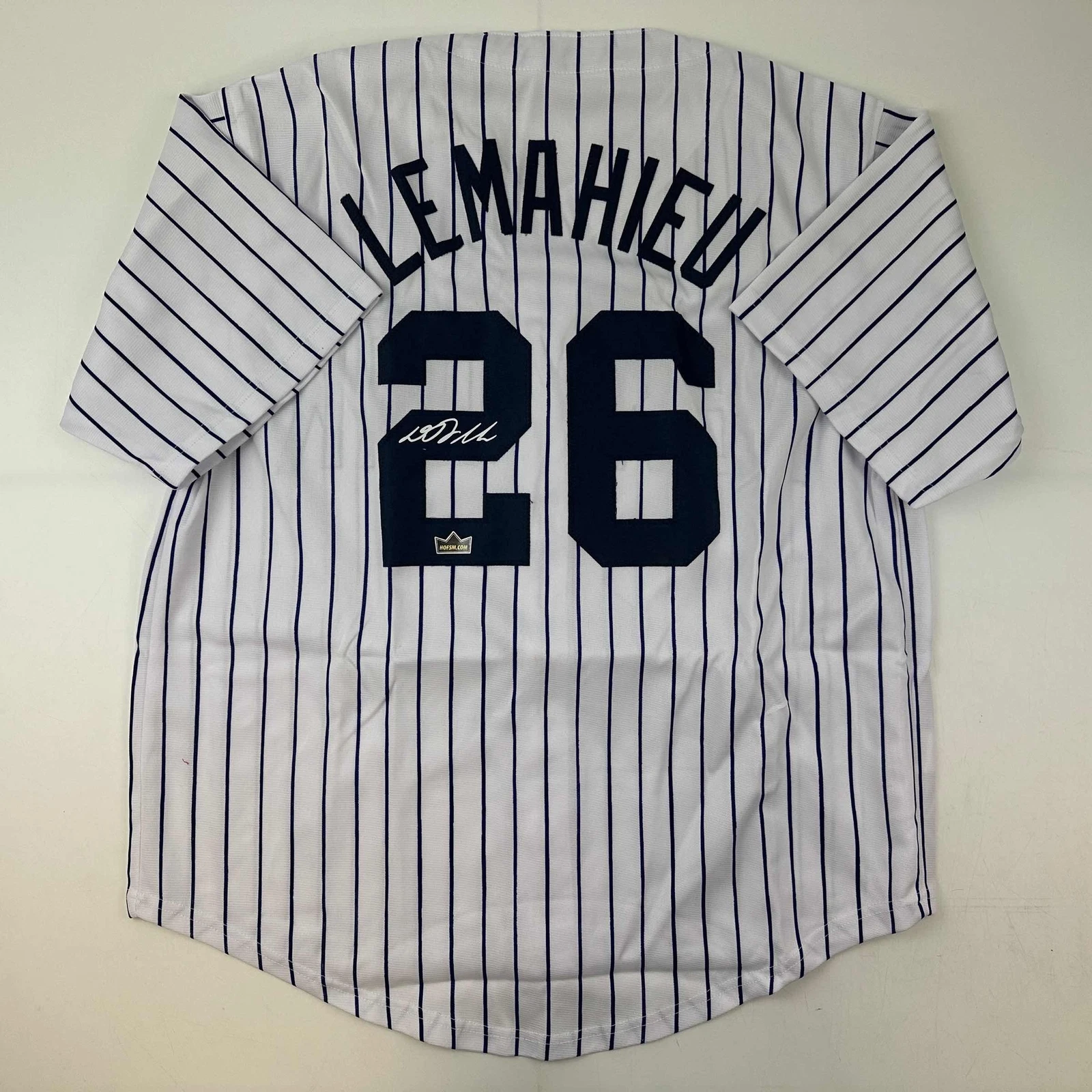 Facsimile Autographed D.J. DJ LeMahieu New York Pinstripe Reprint Jersey Size XL