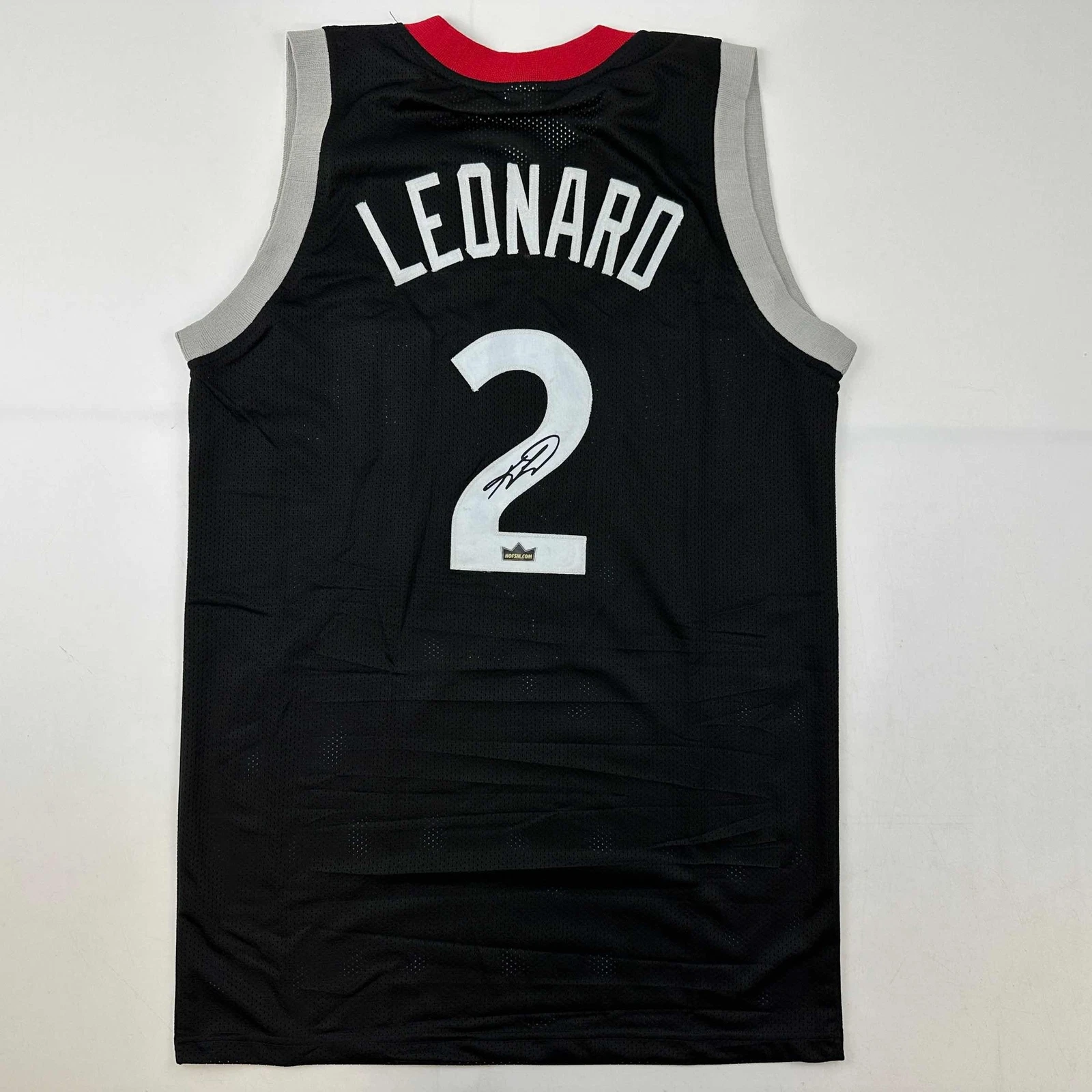 Facsimile Autographed Kawhi Leonard Toronto Black Reprint Jersey Size Men's XL