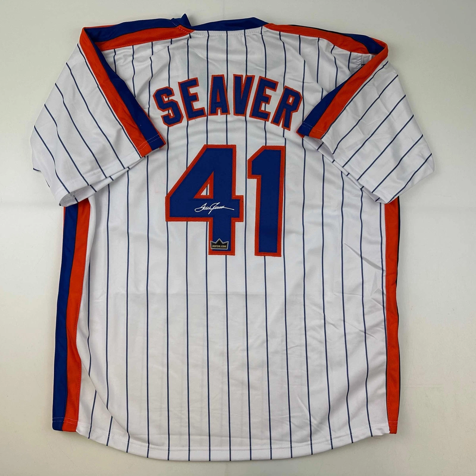 Facsimile Autographed Tom Seaver New York Pinstripe Reprint Jersey Size Men's XL