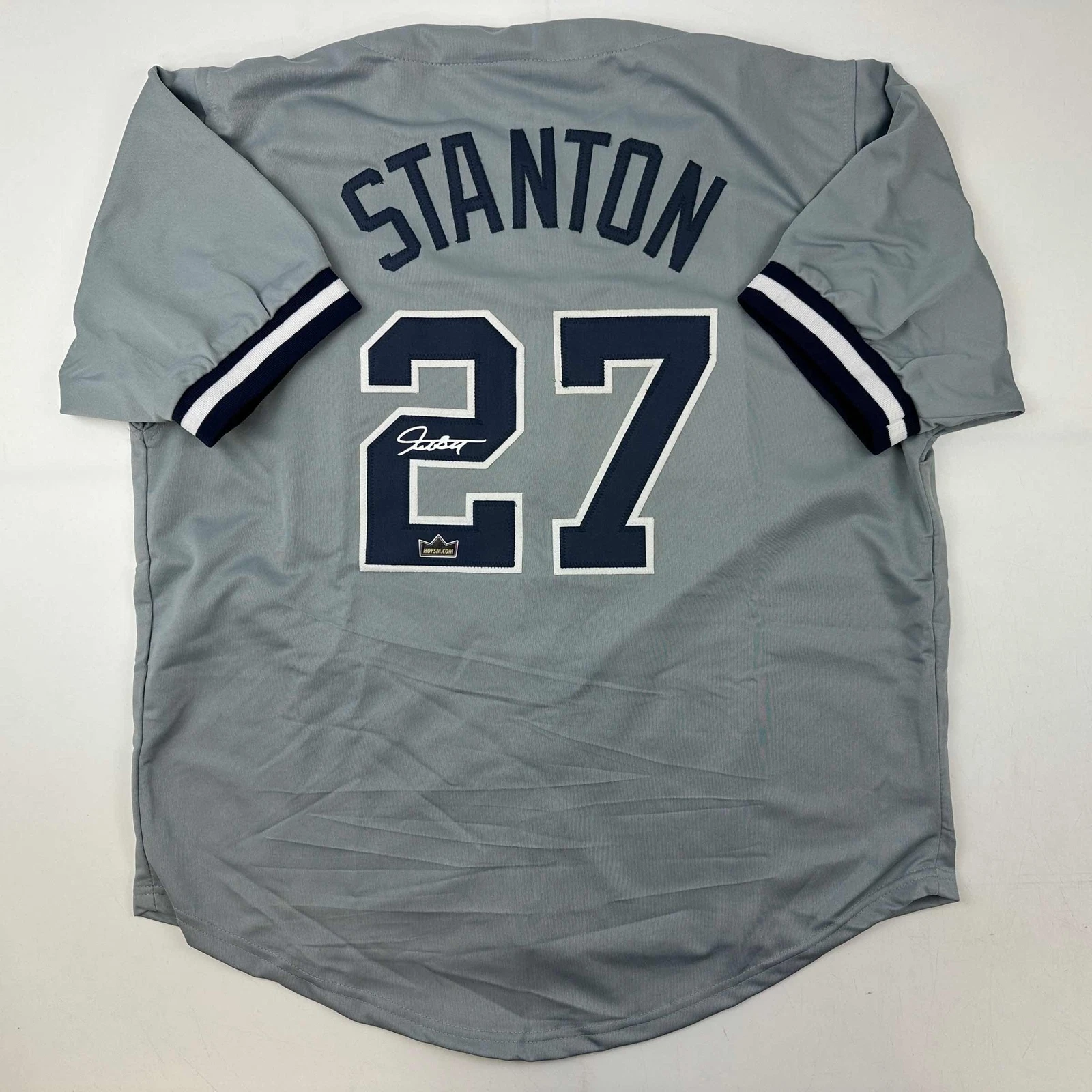 Facsimile Autographed Giancarlo Stanton New York Grey Reprint Jersey Size Men XL