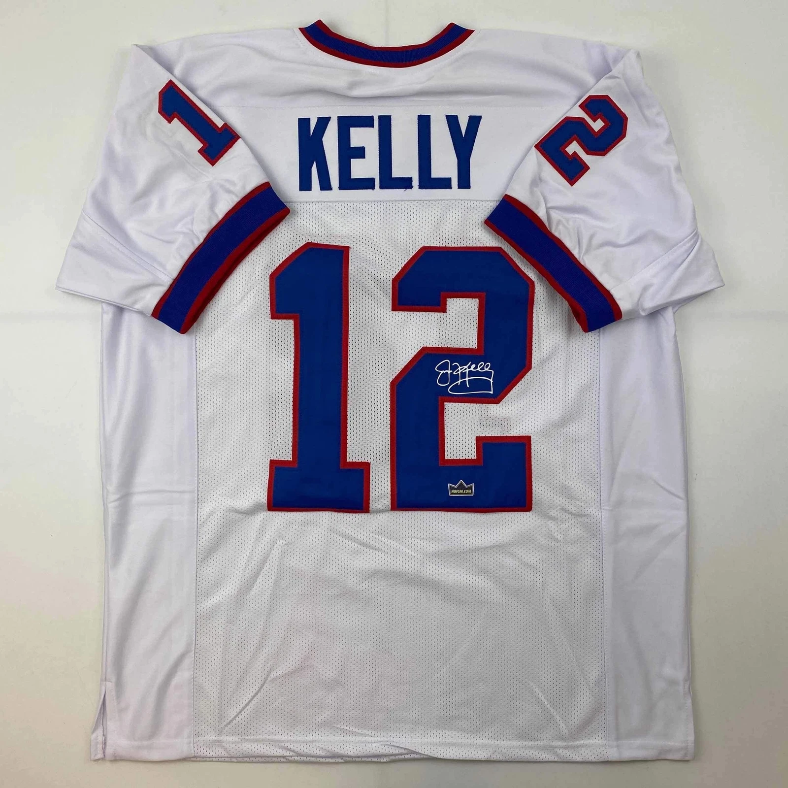 Facsimile Autographed Jim Kelly Buffalo White Reprint Jersey Size Men's XL