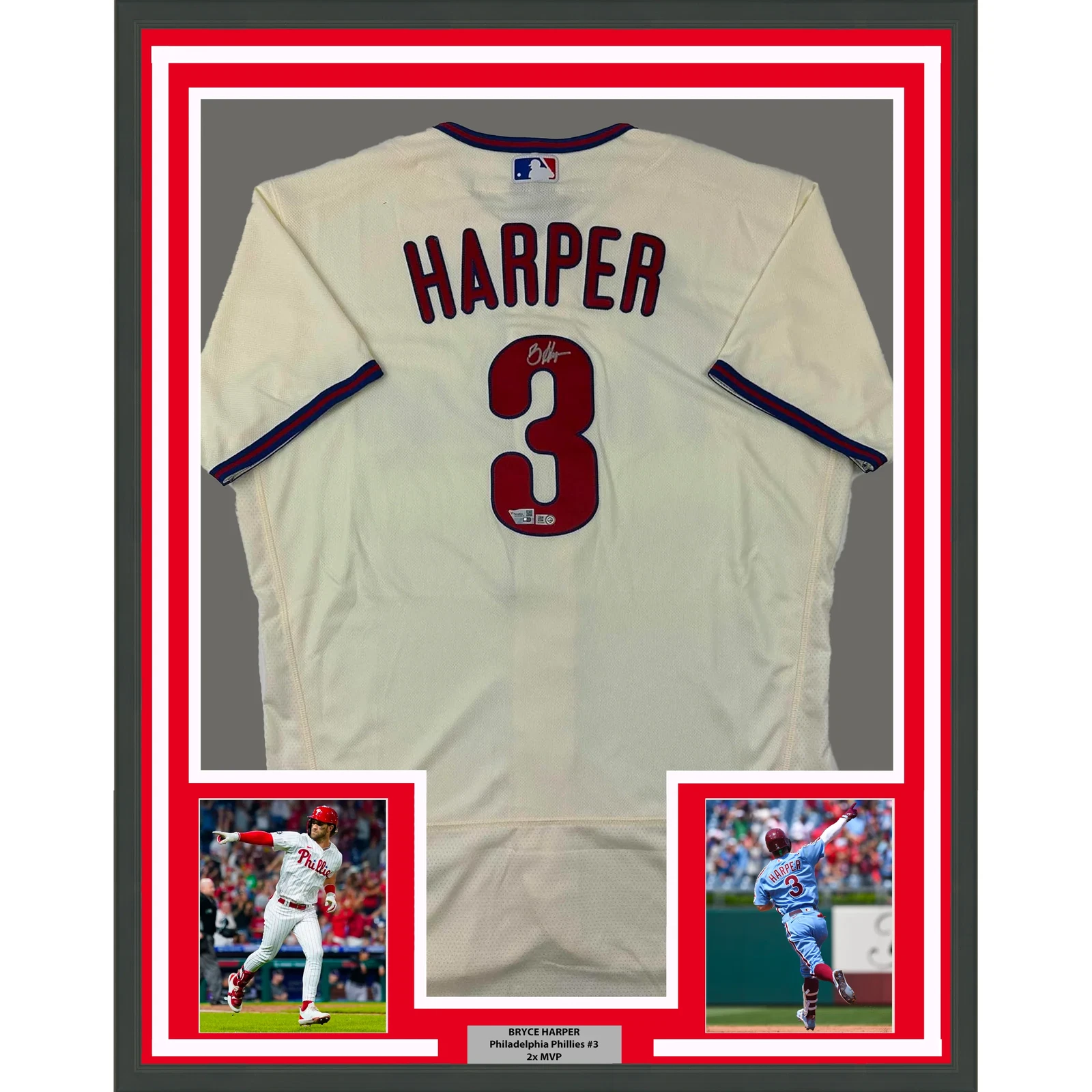 Framed Autographed/Signed Bryce Harper 33x42 Authentic Jersey Fanatics & MLB COA