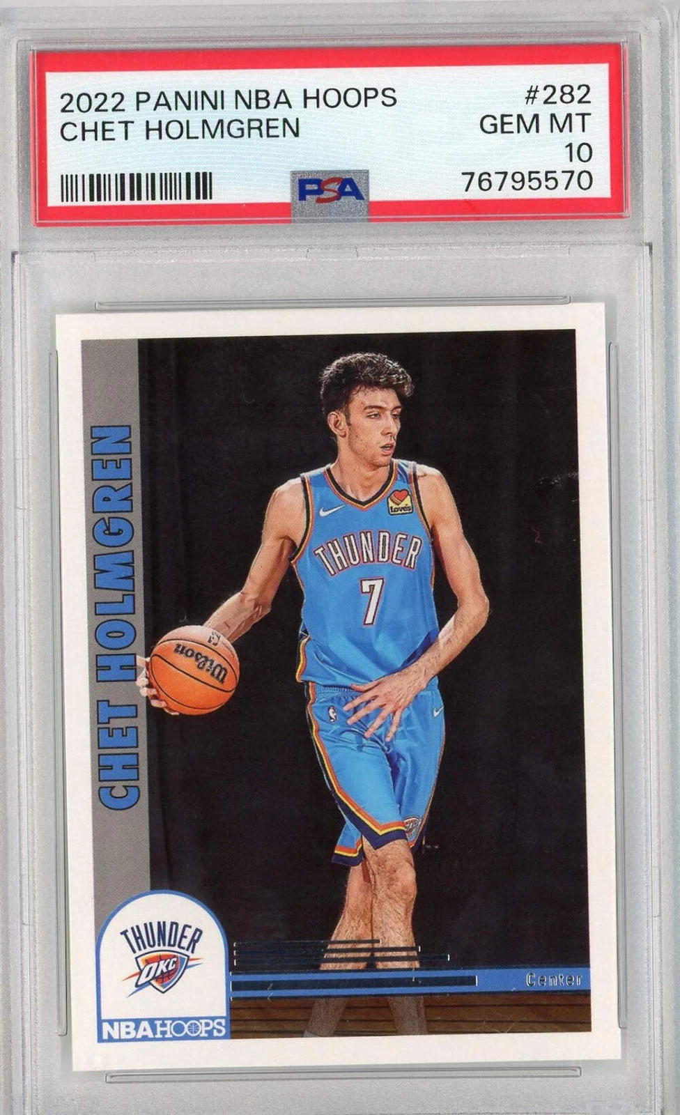 Graded 2022 Panini NBA Hoops Chet Holmgren #282 Rookie RC Basketball Card PSA 10