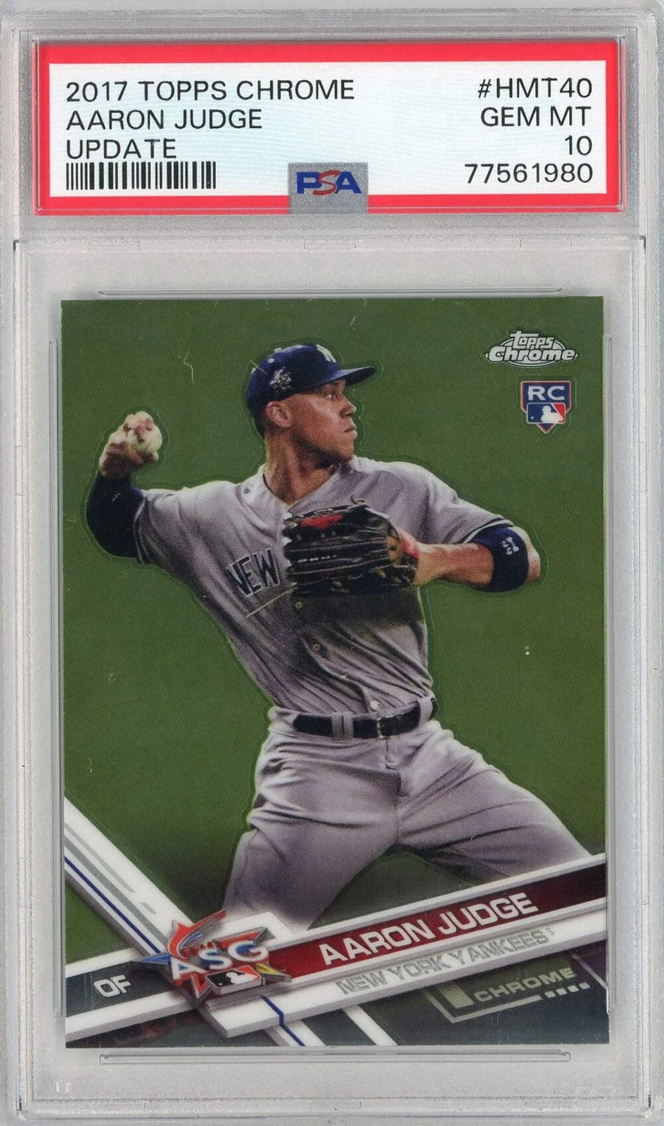 Graded 2017 Topps Chrome Aaron Judge #HMT40 Update Rookie Baseball Card PSA 10