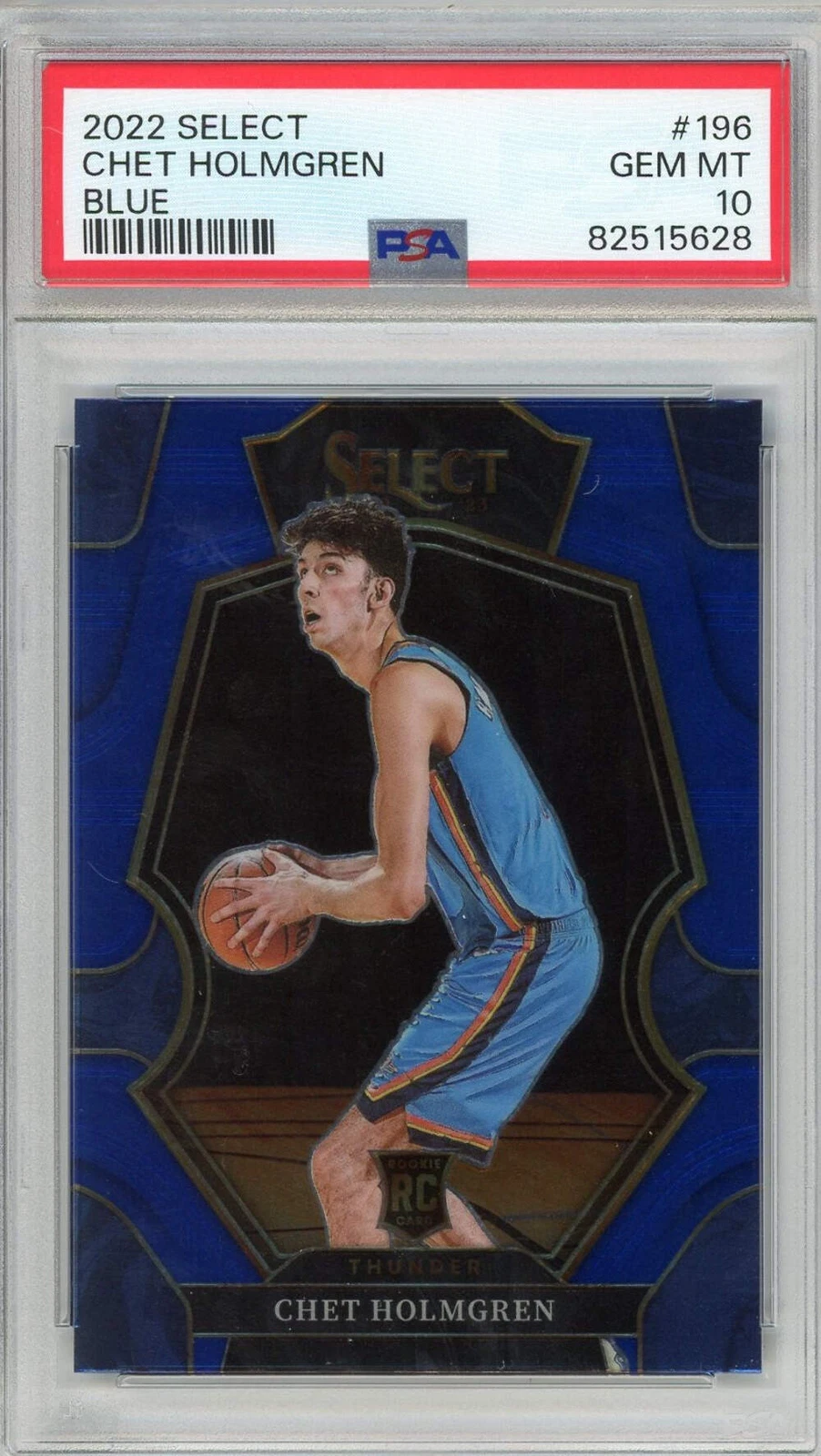 Graded 2022 Panini Select Chet Holmgren #196 Blue Rookie Basketball Card PSA 10