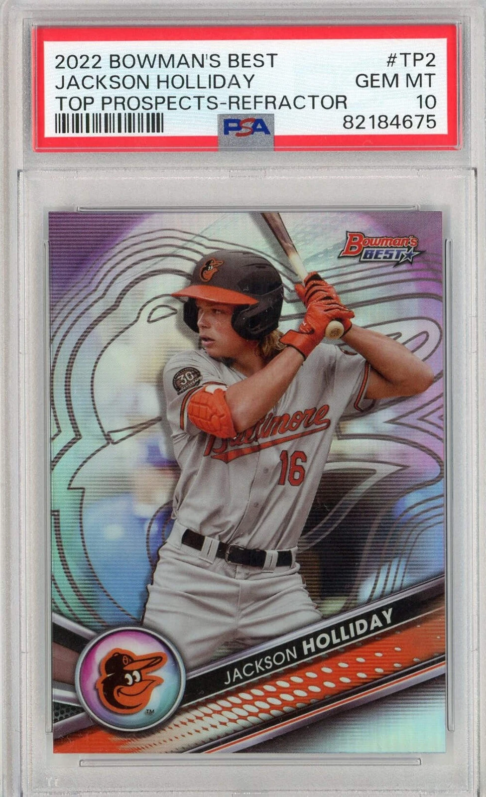Graded 2022 Bowmans Best Jackson Holliday #TP2 Refractor Rookie RC Card PSA 10
