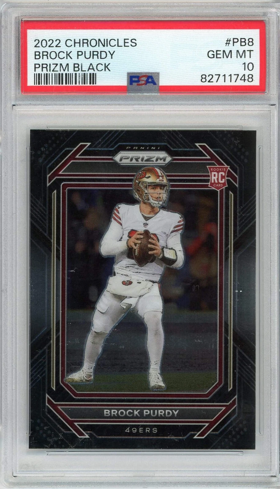 Graded 2022 Chronicles Brock Purdy #PB8 Prizm Black Rookie Football Card PSA 10