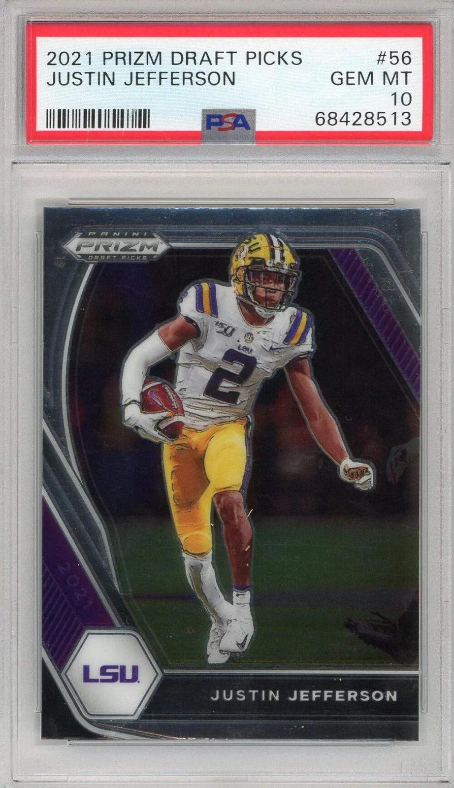 Graded 2021 Prizm Draft Picks Justin Jefferson #56 Rookie Football Card PSA 10