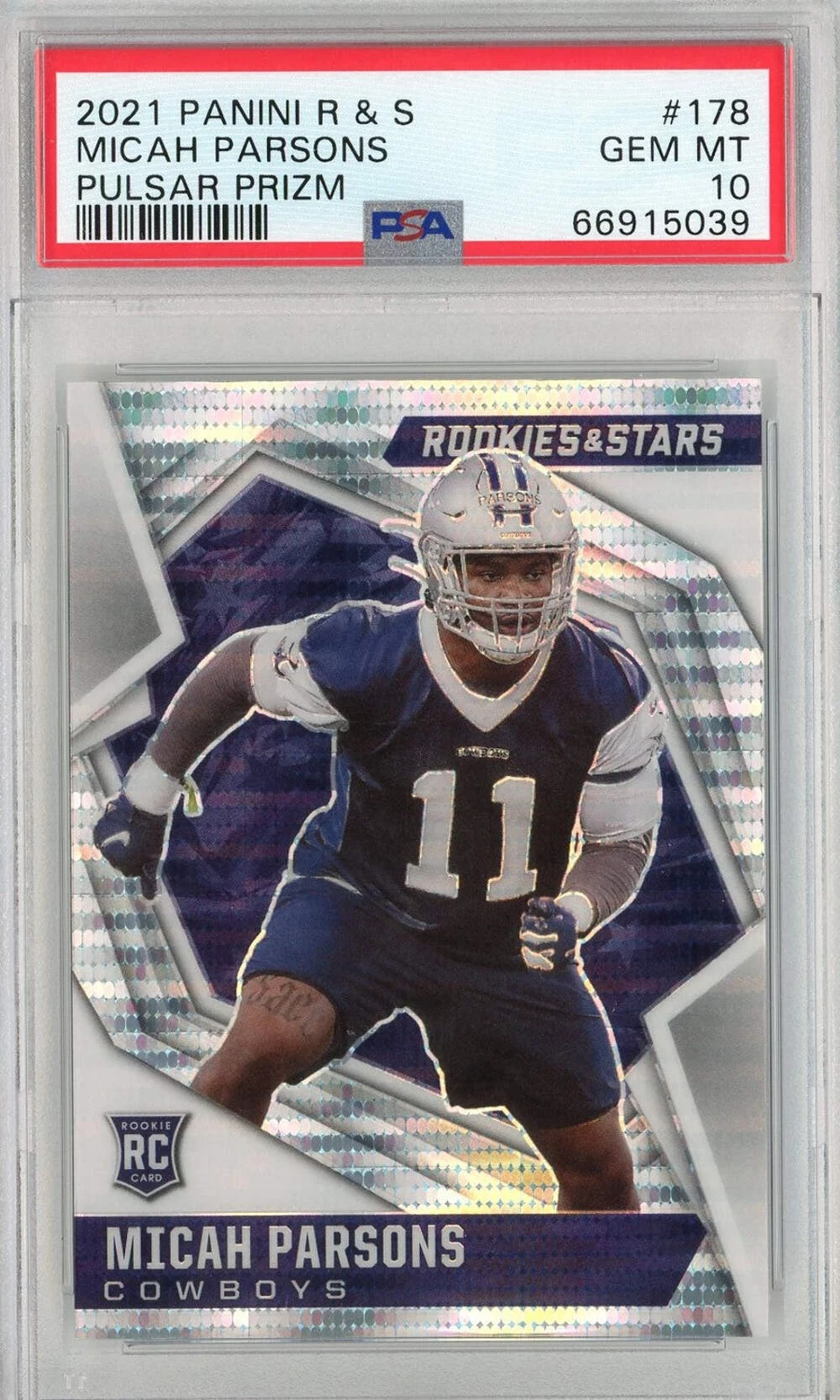 Graded 2021 Rookies & Stars Micah Parsons #178 Pulsar Prizm Football Card PSA 10