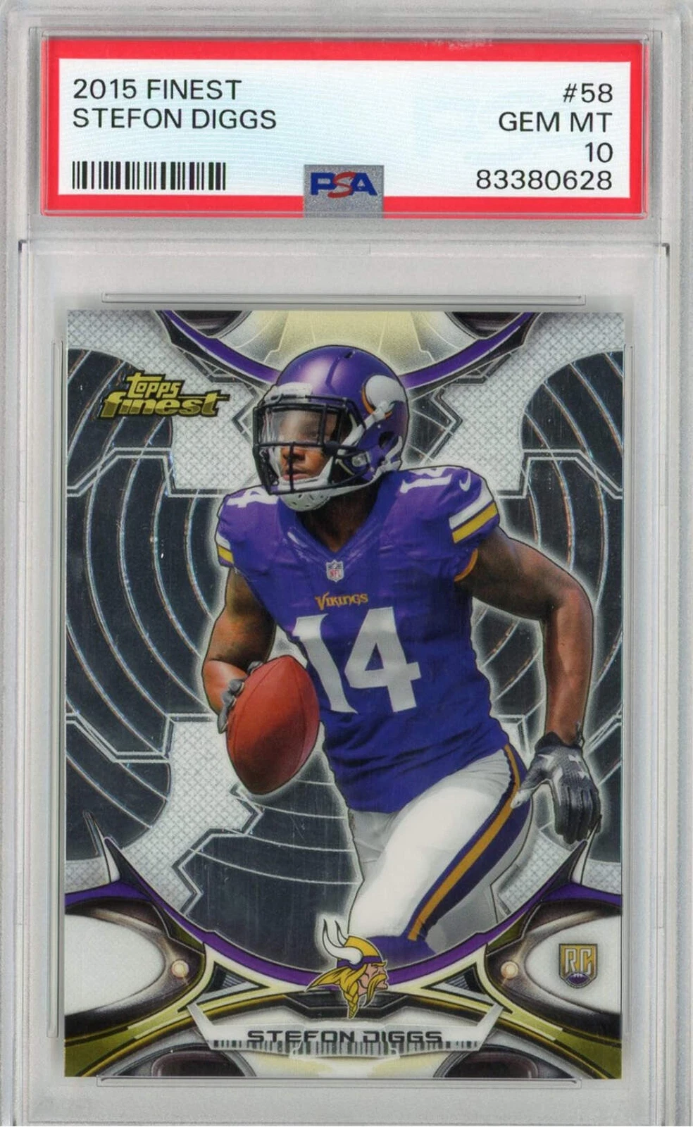 Graded 2015 Topps Finest Stefon Diggs #58 Rookie RC Football Card PSA 10 Gem
