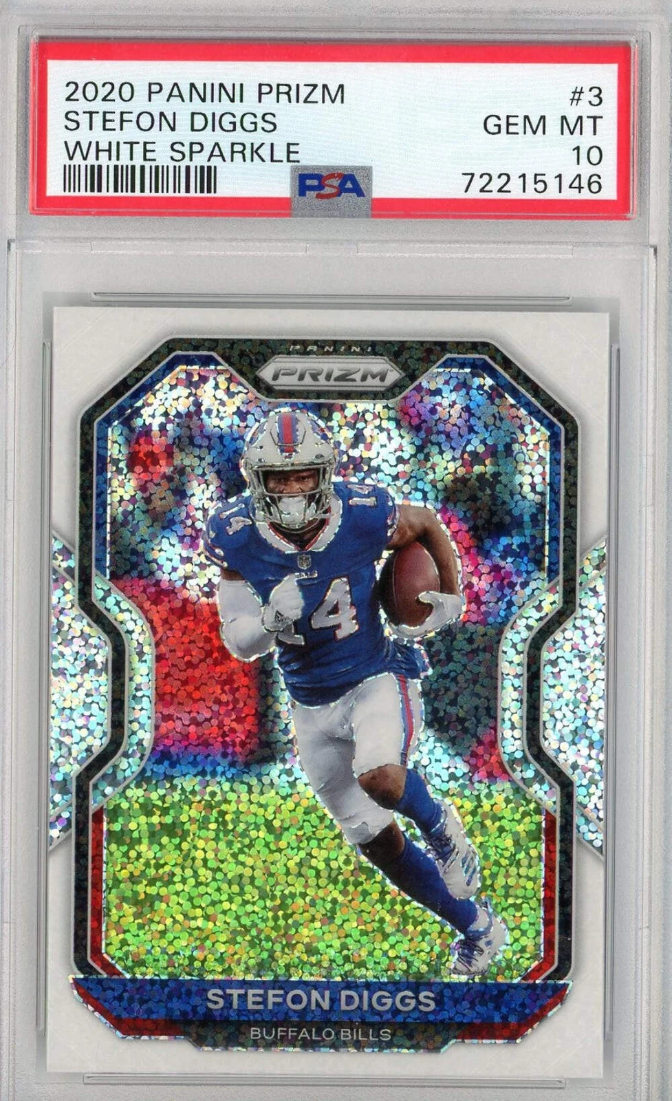 Graded 2020 Panini Prizm Stefon Diggs #3 White Sparkle Football Card PSA 10 Gem