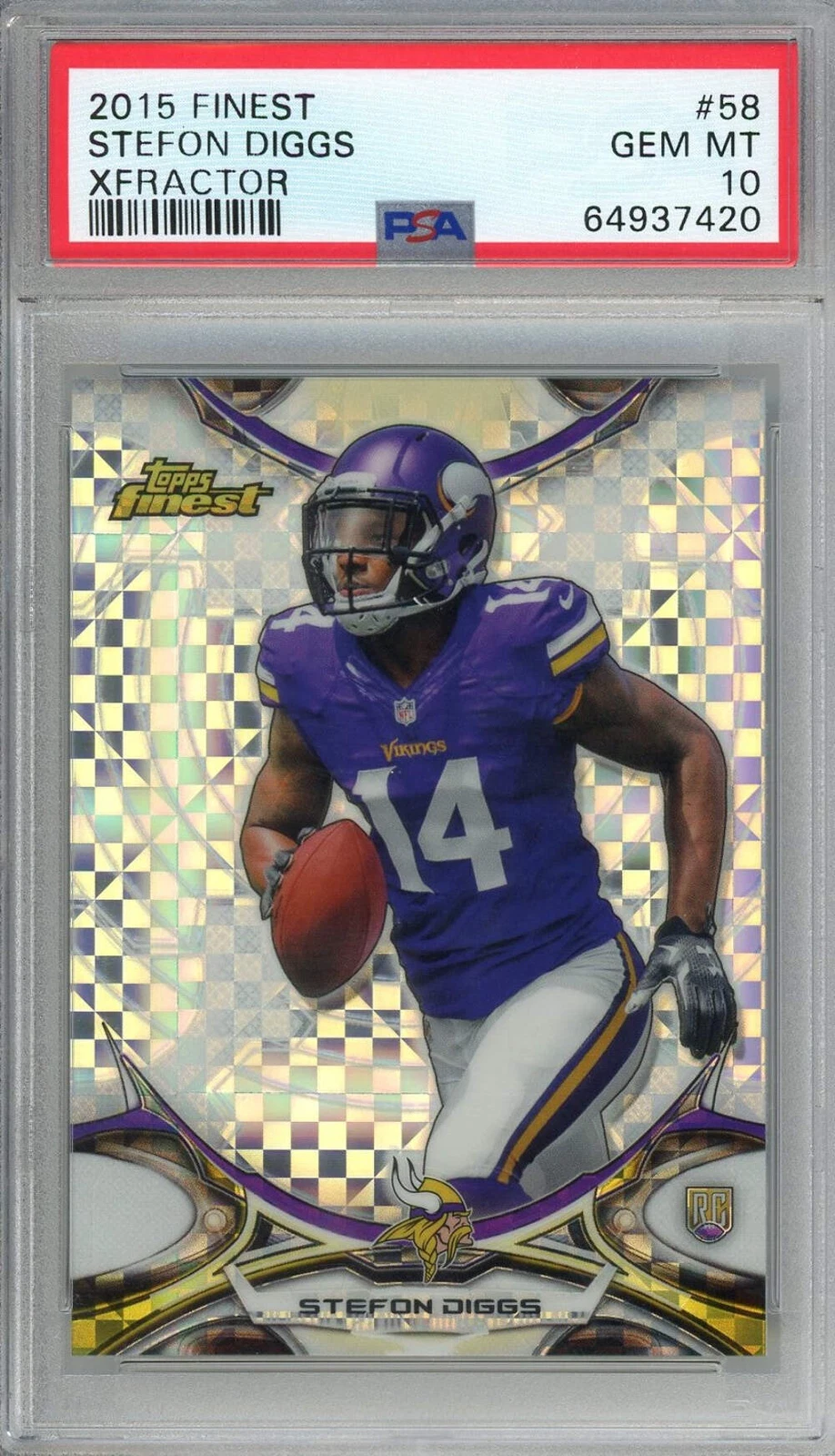 Graded 2015 Topps Finest Stefon Diggs #58 Xfractor Rookie Football Card PSA 10
