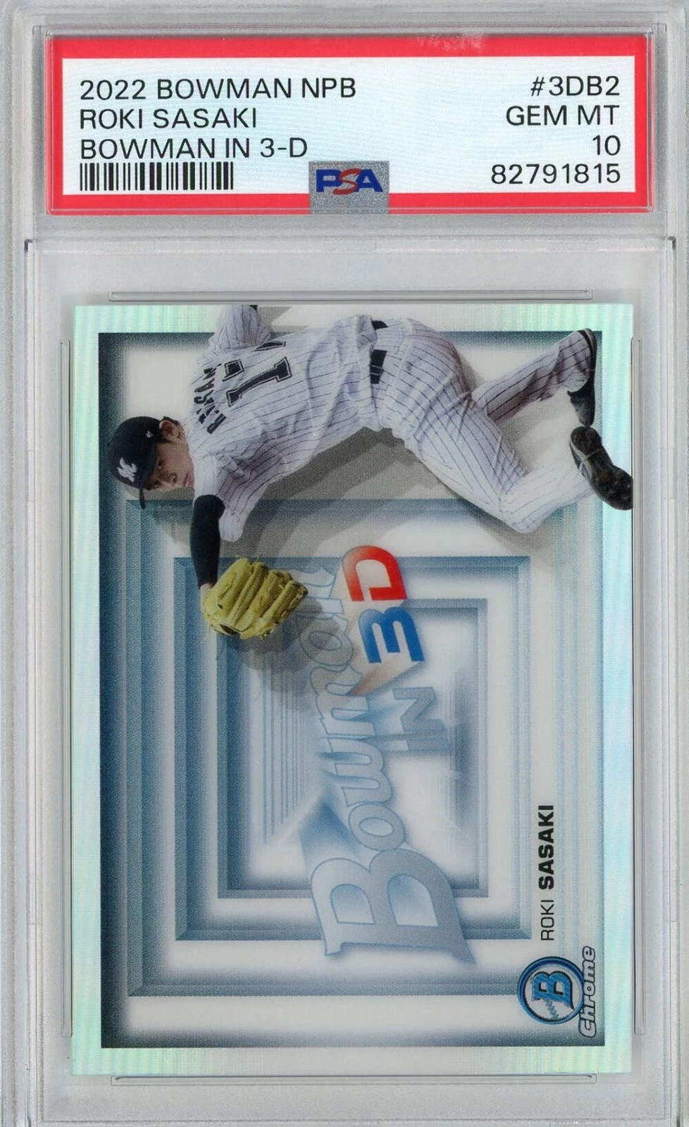 Graded 2022 Bowman NPB Roki Sasaki #3DB2 Bowman In 3-D RC Baseball Card PSA 10