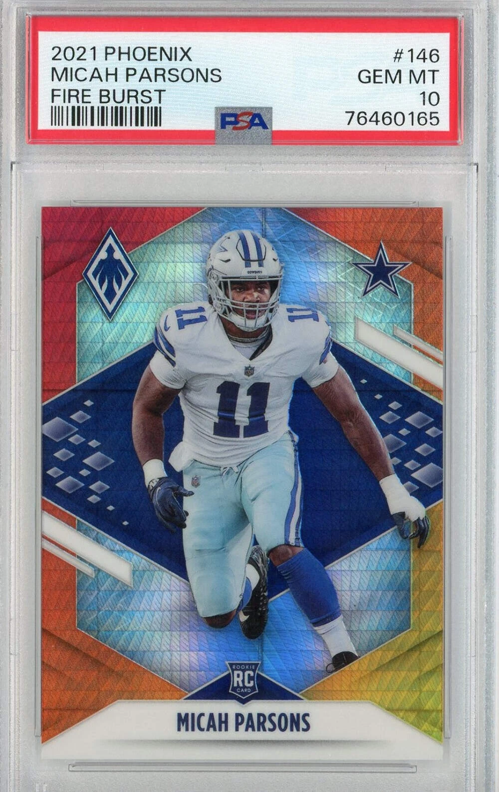 Graded 2021 Phoenix Micah Parsons #146 Fire Burst Rookie RC Football Card PSA 10