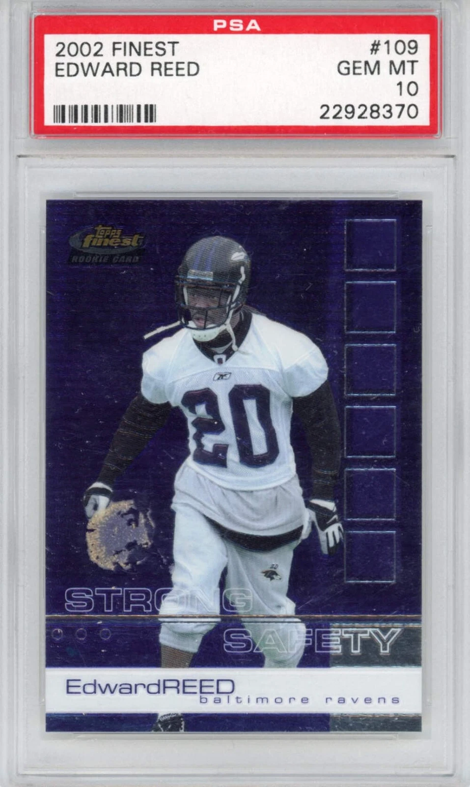 Graded 2002 Topps Finest Edward Reed #109 Rookie RC Football Card PSA 10 Gem
