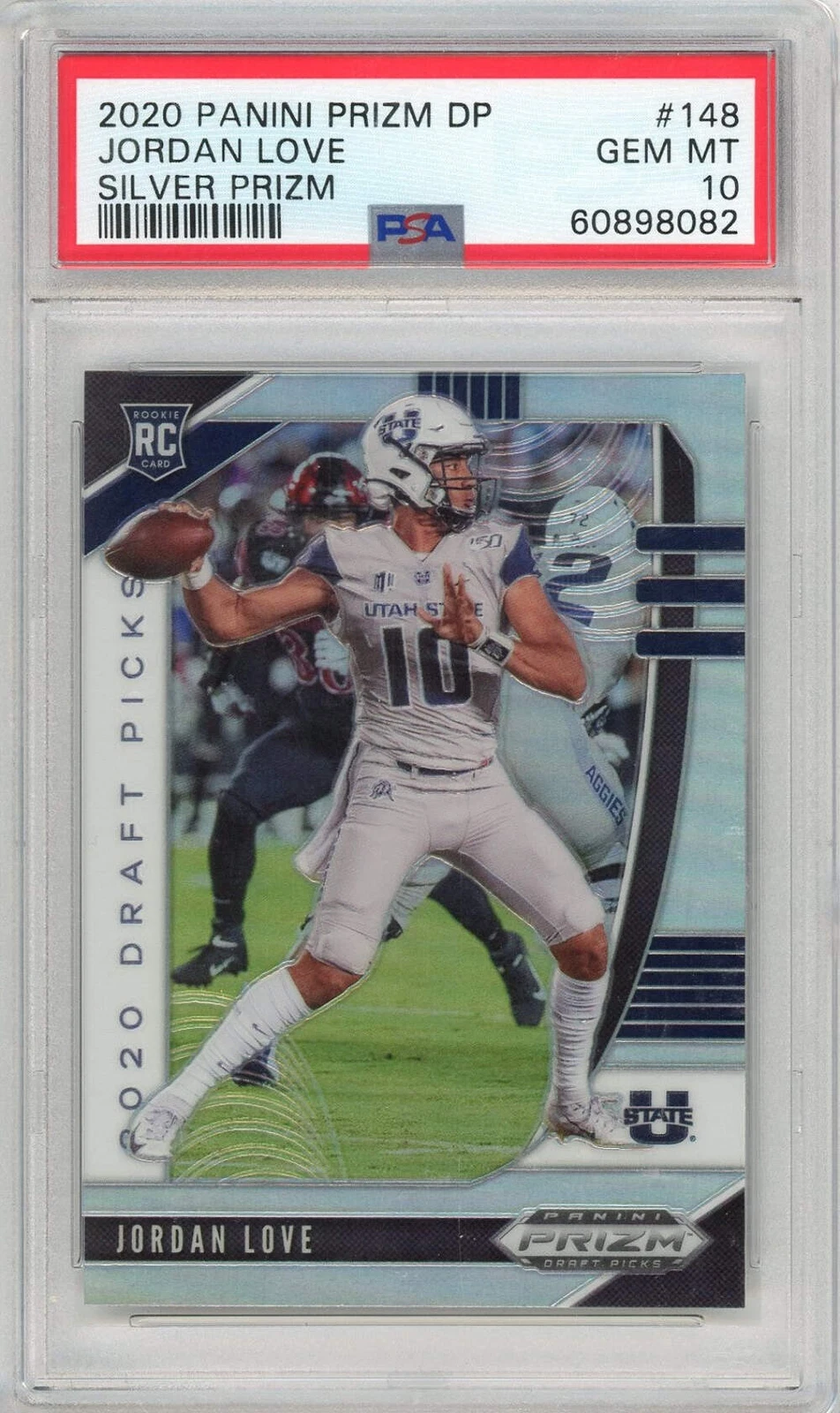 Graded 2020 Panini Prizm DP Jordan Love #148 Silver Prizm Football Card PSA 10