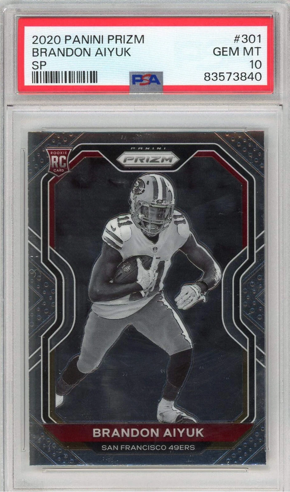 Graded 2020 Panini Prizm Brandon Aiyuk #301 SP Rookie RC Football Card PSA 10
