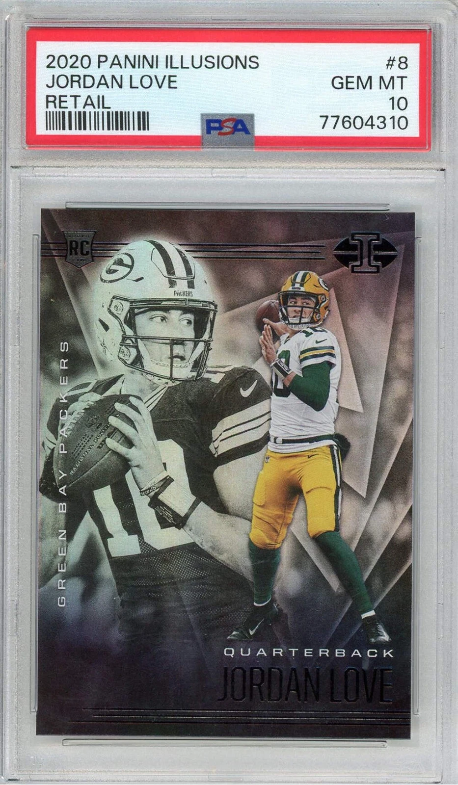 Graded 2020 Panini Illusions Jordan Love #8 Retail Rookie Football Card PSA 10