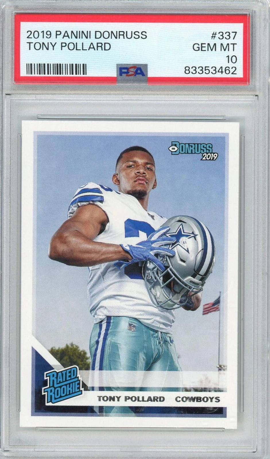 Graded 2019 Panini Donruss Tony Pollard #337 Rookie RC Football Card PSA 10 Gem