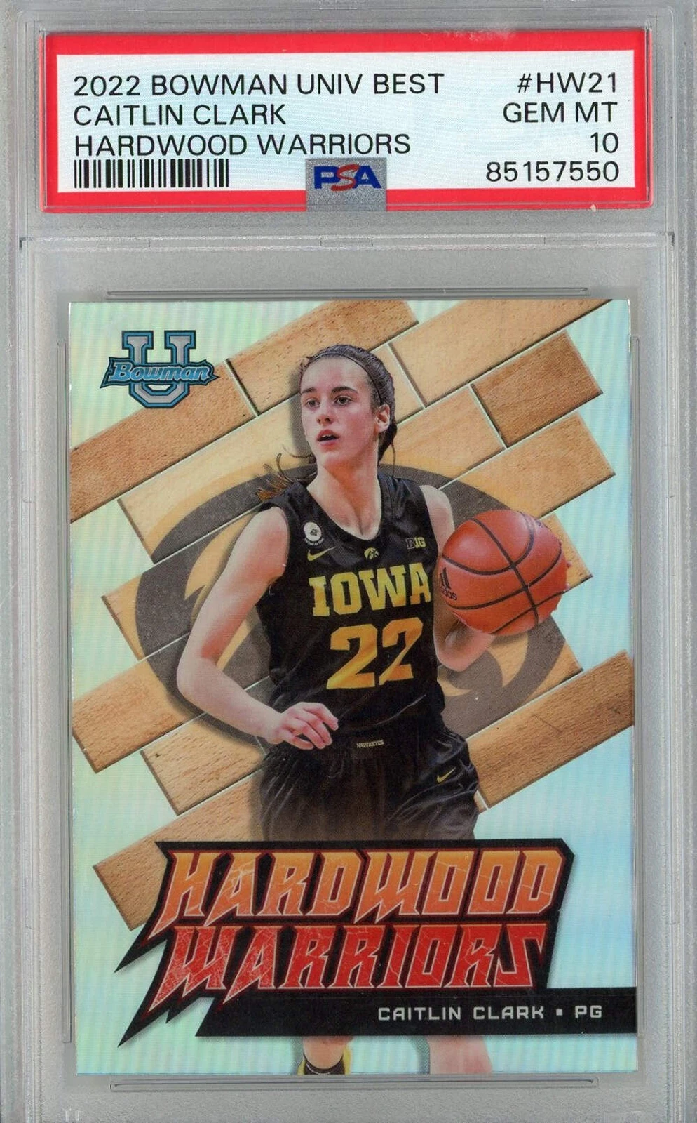 Graded 2022 Bowman U Best Caitlin Clark #HW21 Hardwood Warriors RC Card PSA 10