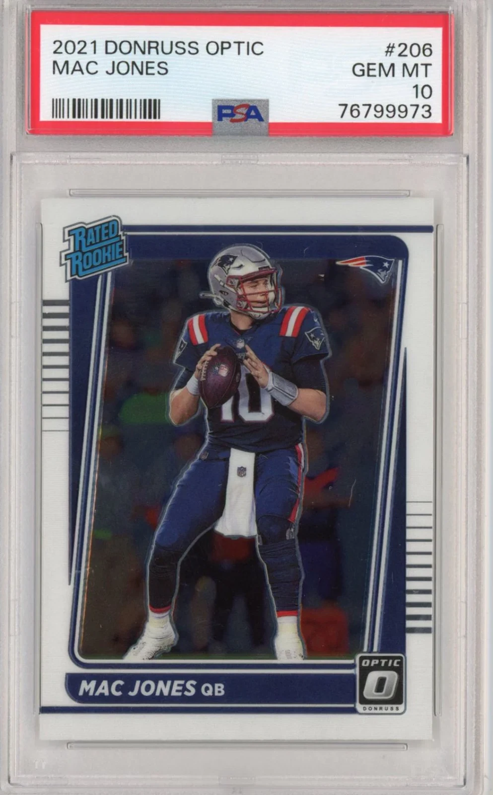 Graded 2021 Panini Donruss Optic Mac Jones #206 Rookie RC Card PSA 10 Gem Mint