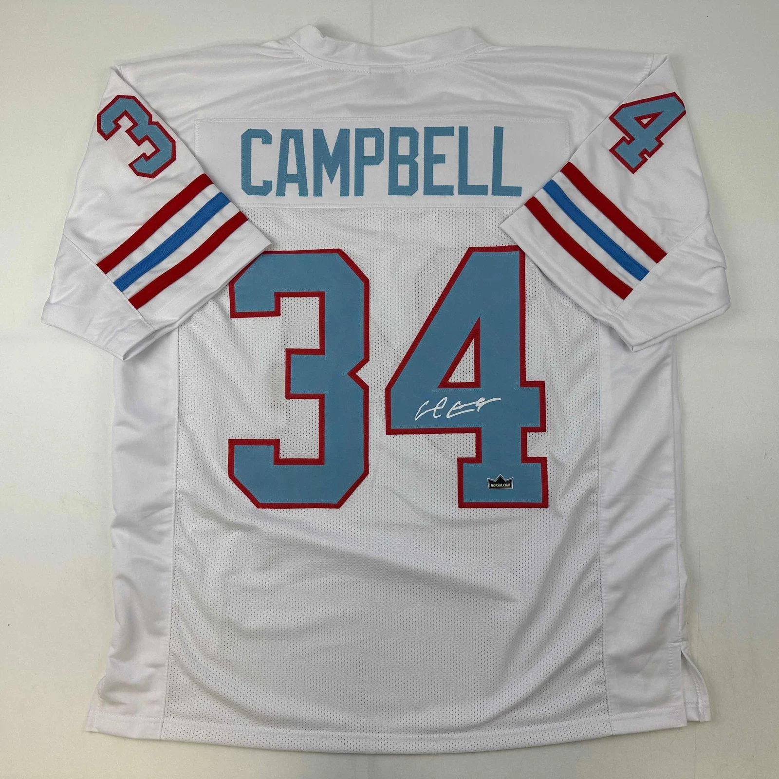 Facsimile Autographed Earl Campbell Houston White Reprint Jersey Size Men's XL