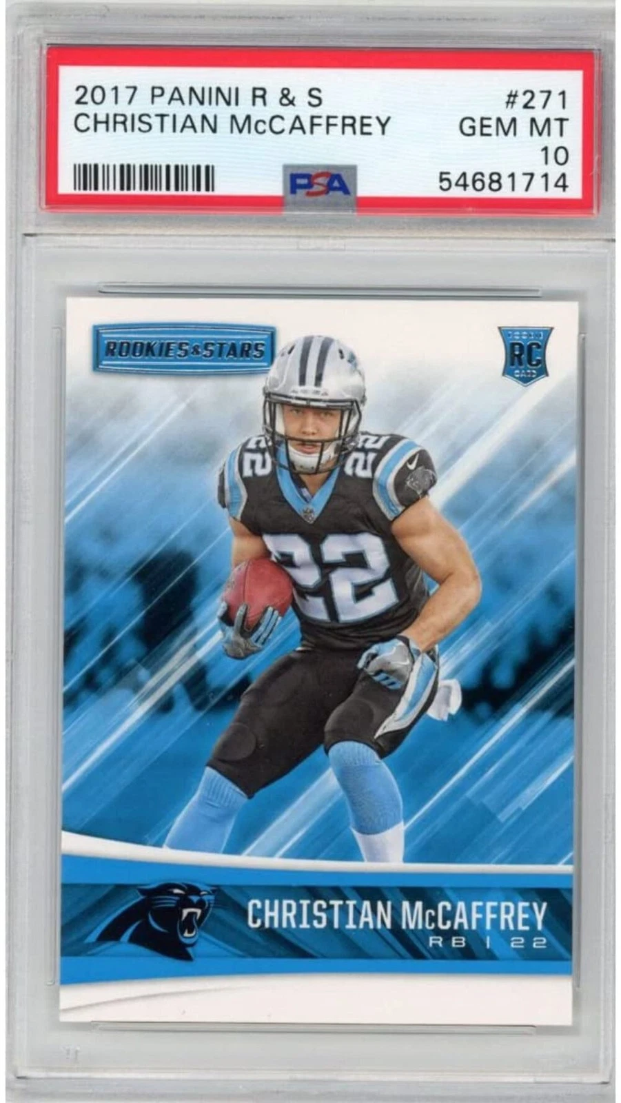 Graded 2017 Panini Rookies & Stars Christian McCaffrey #271 Football Card PSA 10