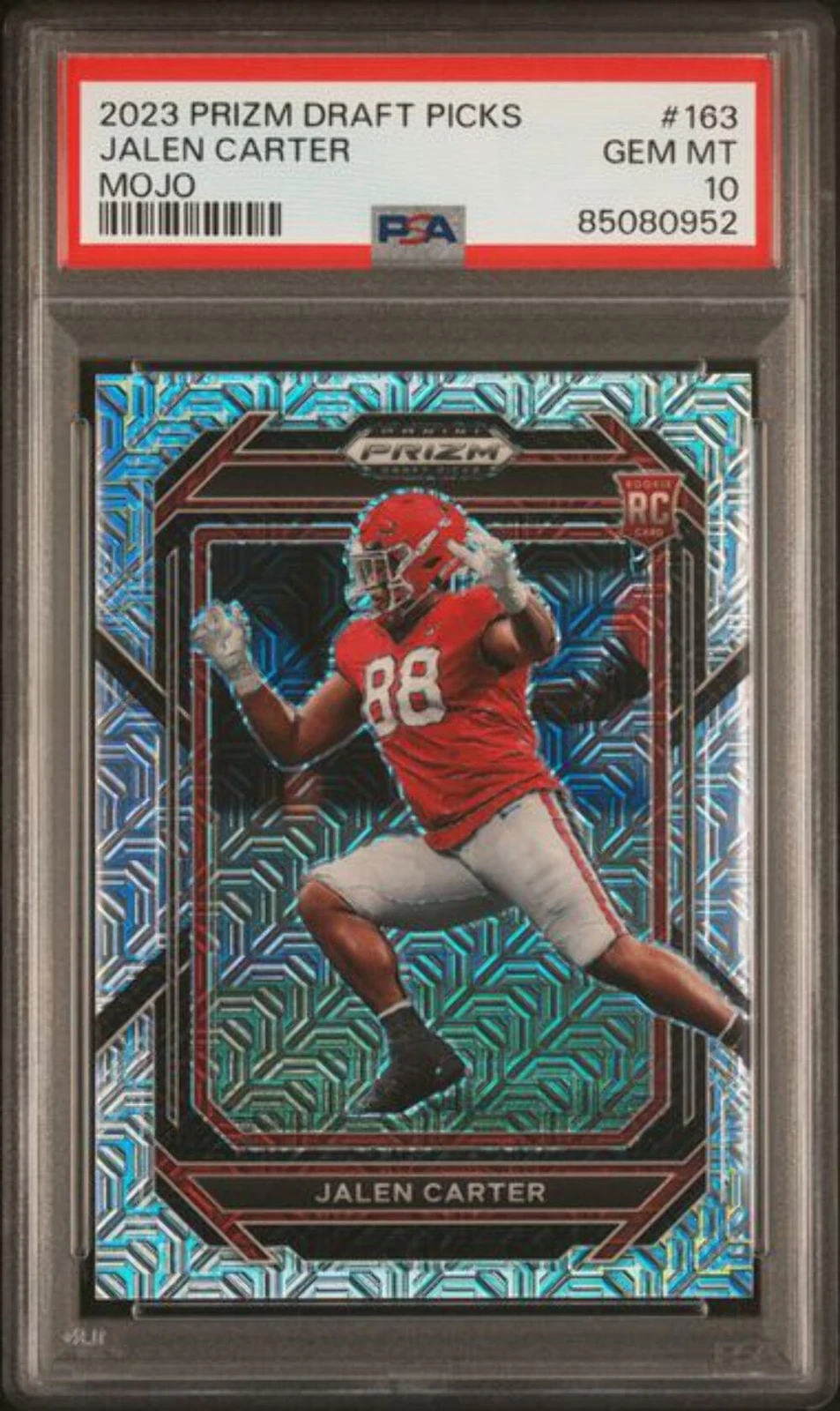 Graded 2023 Panini Draft Picks Jalen Carter #163 Mojo RC Football Card PSA 10