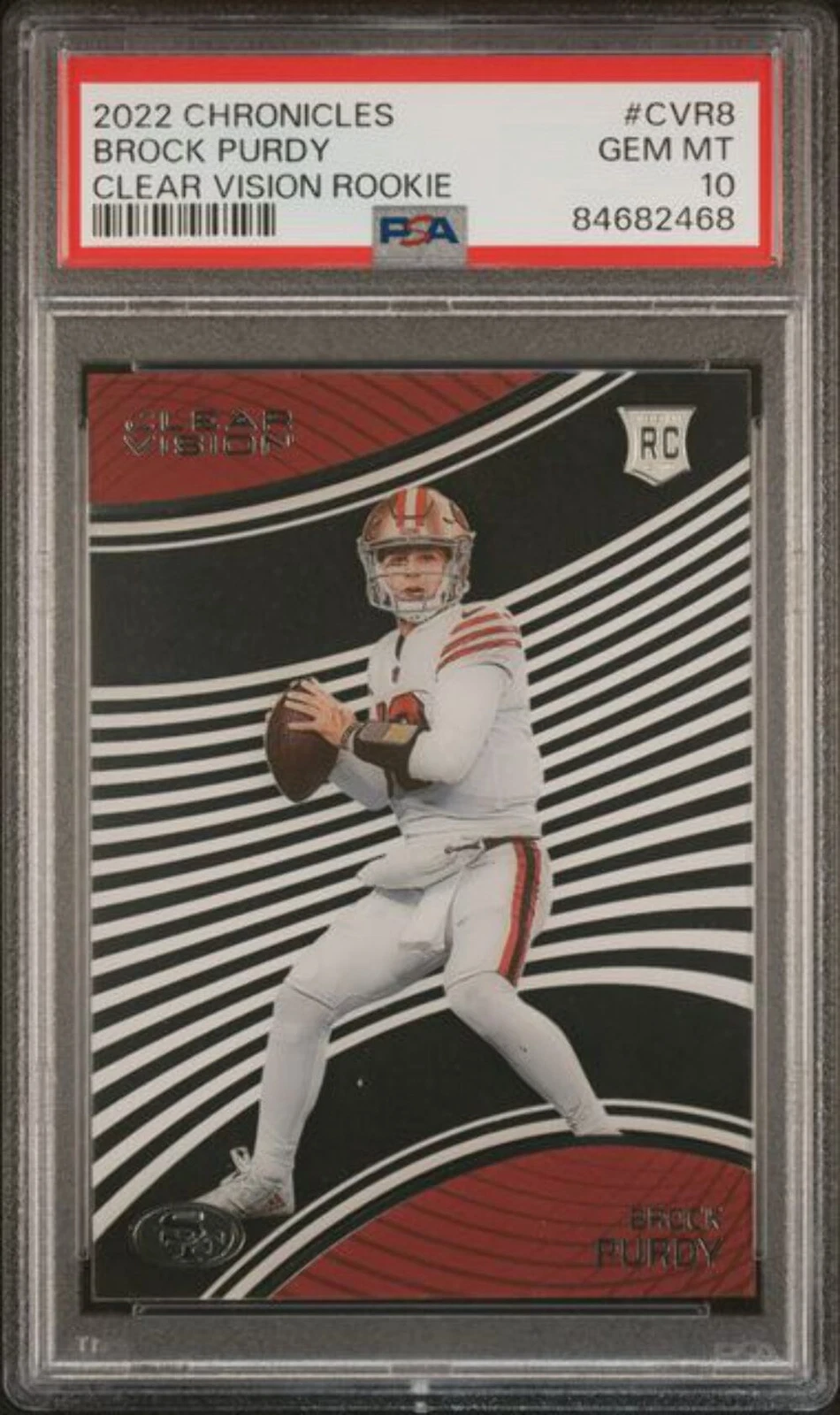 Graded 2022 Chronicles Brock Purdy #CVR8 Clear Vision RC Football Card PSA 10