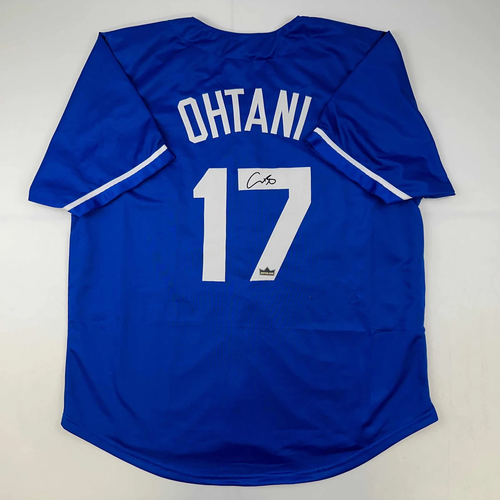 Facsimile Autographed Shohei Ohtani Los Angeles LA Blue Auto Jersey Size Mens XL