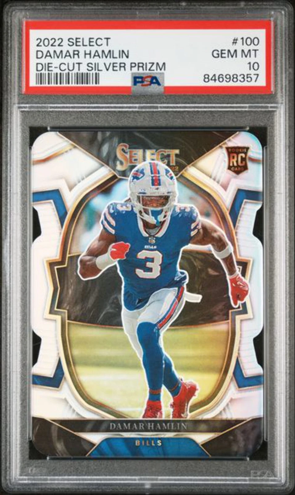 Graded 2022 Select Damar Hamlin #100 Die-Cut Silver Prizm Football Card PSA 10