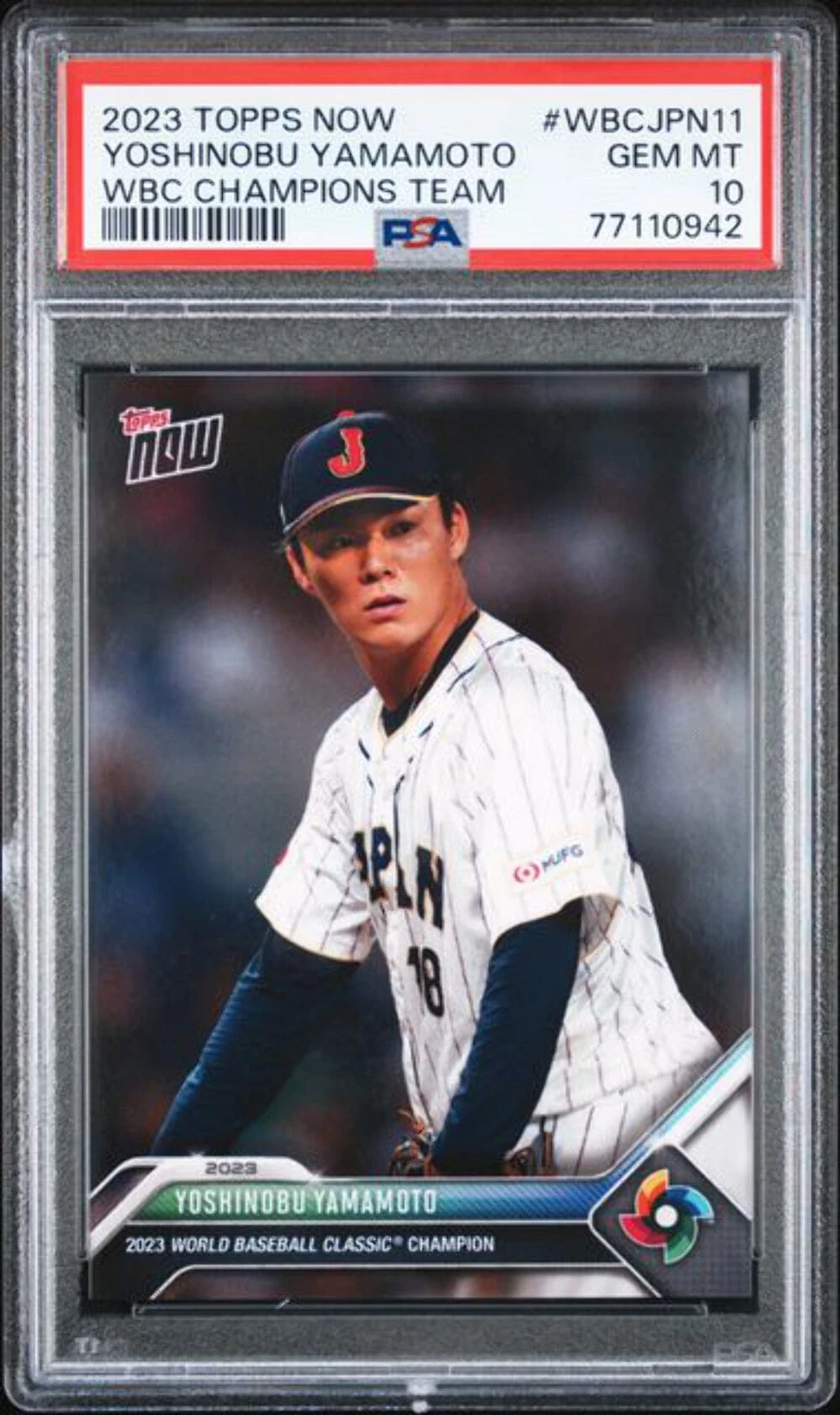 Graded 2023 Now Yoshinobu Yamamoto #WBCJPN11 WBC Champ Team Baseball Card PSA 10