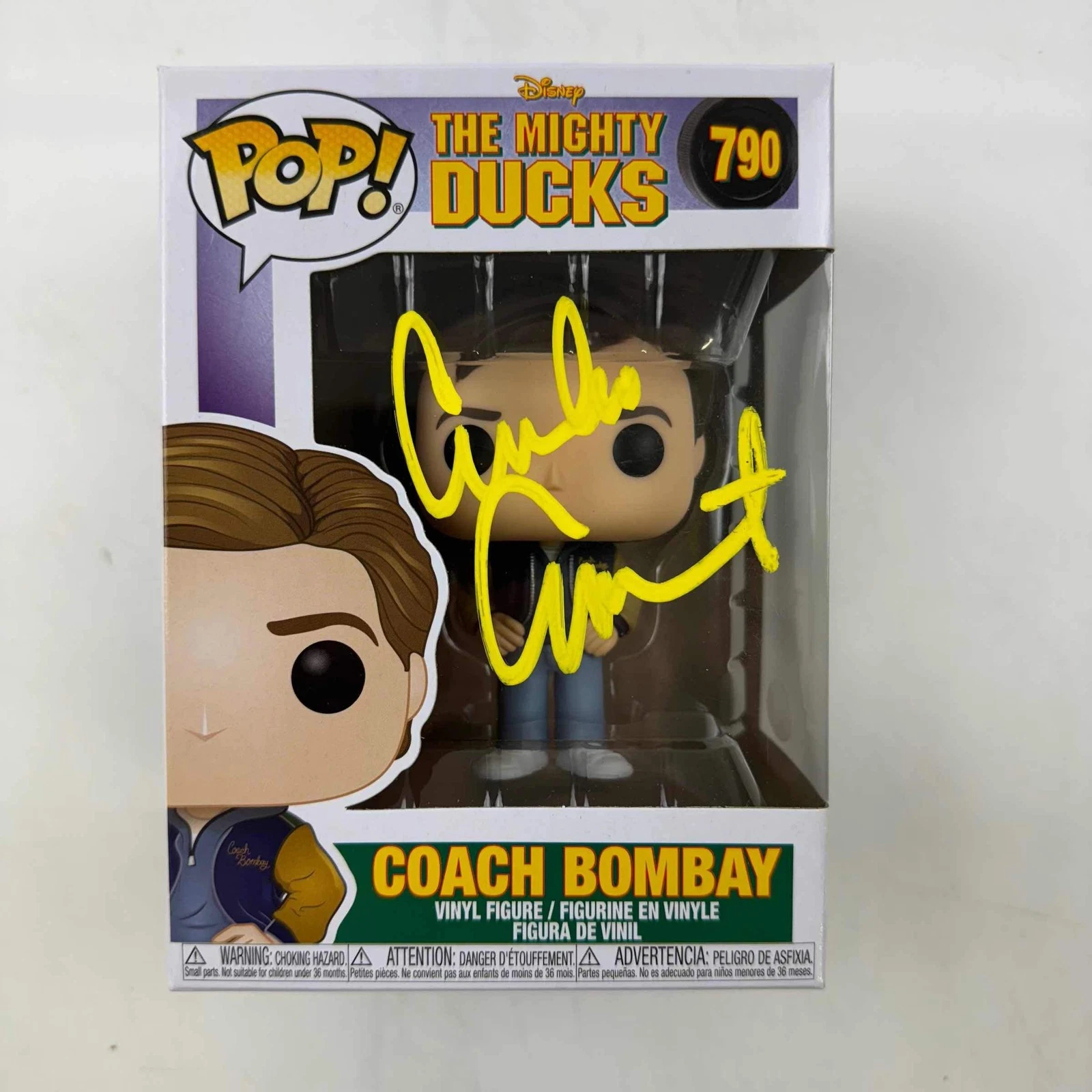 Autographed/Signed Coach Gordon Bombay Emilio Estevez Funko Pop #790 JSA COA