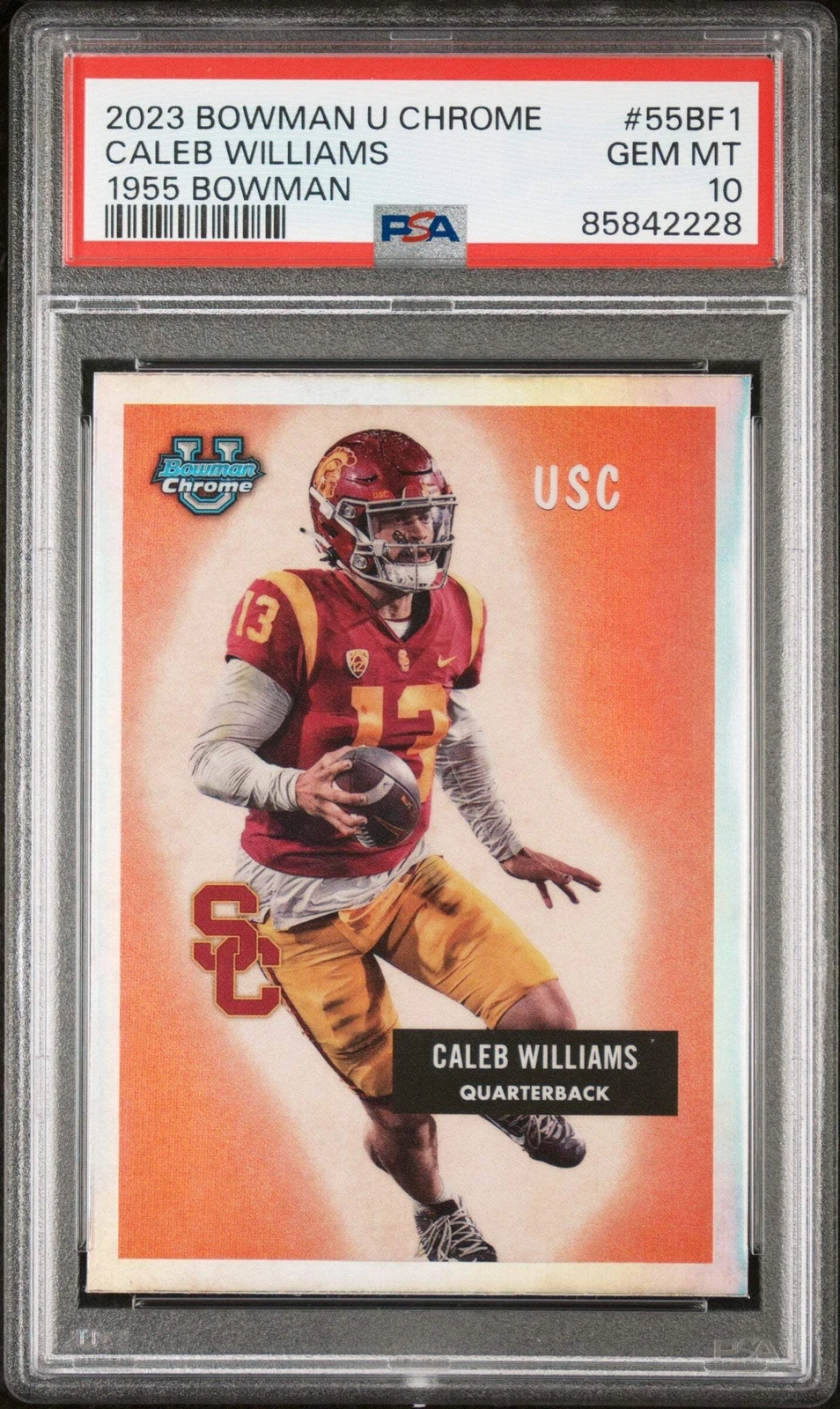 Graded 2023 Bowman U Chrome Caleb Williams #55BF1 1955 Bowman RC Card PSA 10