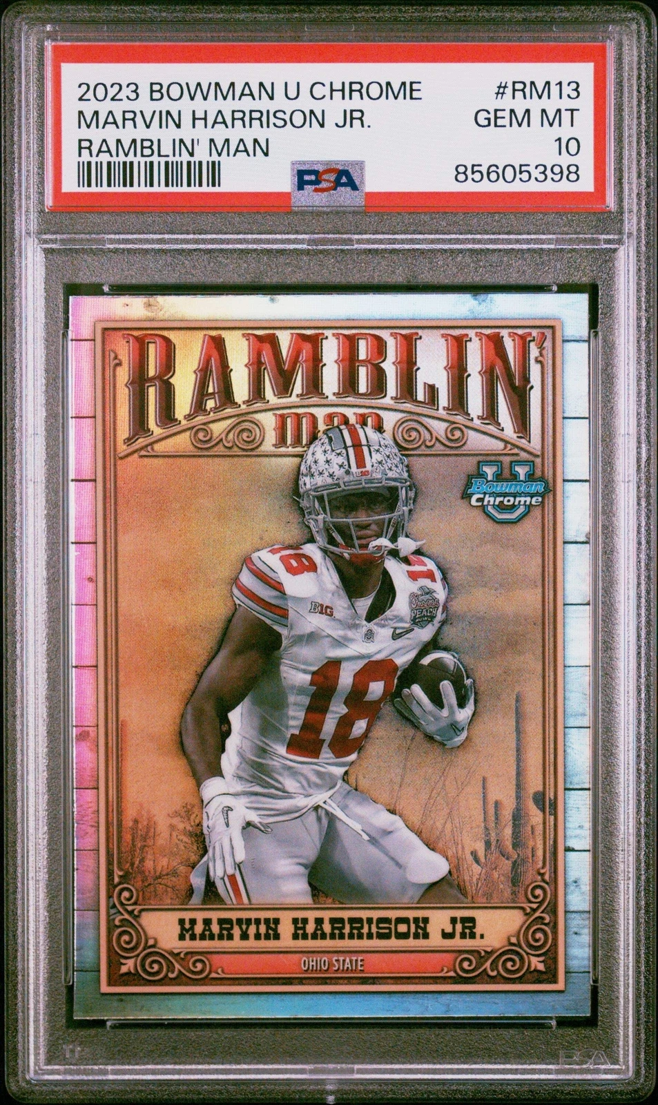 Graded 2023 Bowman U Chrome Marvin Harrison Jr #RM13 Ramblin Man RC Card PSA 10
