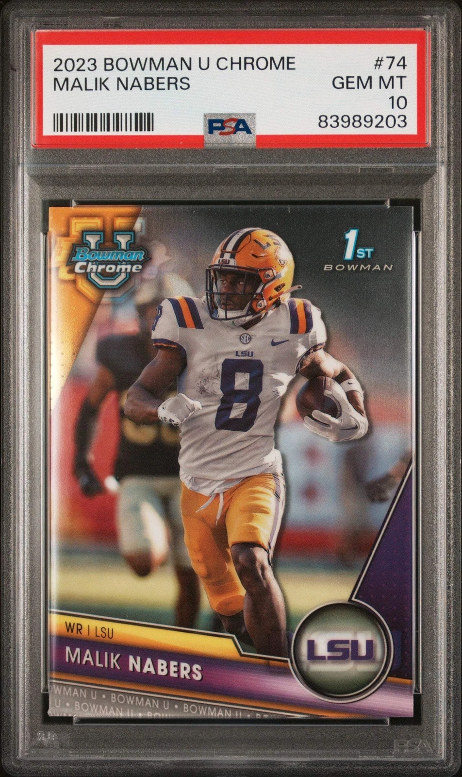 Graded 2023 Topps Bowman U Chrome Malik Nabers #74 Rookie Football Card PSA 10